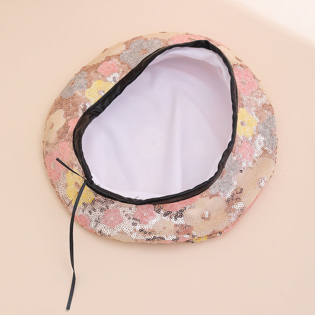 Béret à fleurs à paillettes – Chapeau de peintre tendance pour femme | Style décontracté et extérieur