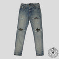 Jeans Amiri MX1 Camo Patch en indigo argileux