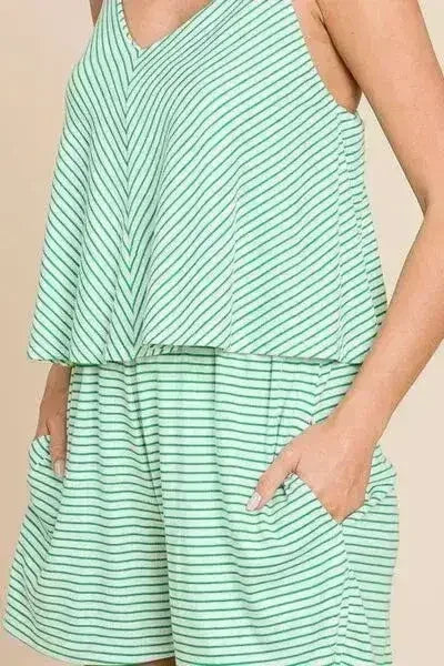 Combinaison short à rayures et double évasement Culture Code - Taille complète