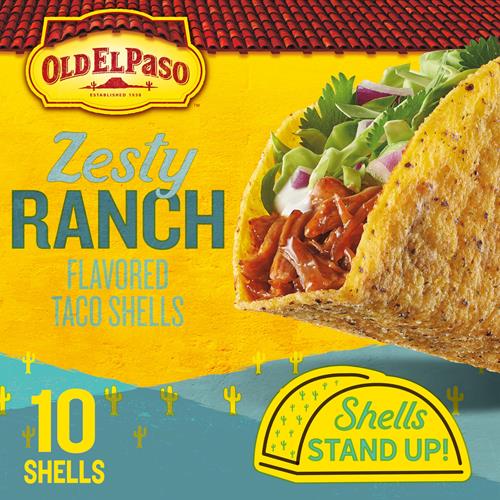 Coquilles à tacos Old El Paso Stand ‘N Stuff, saveur Ranch Piquant, croustillantes de maïs sans gluten, 10 unités, 153 g