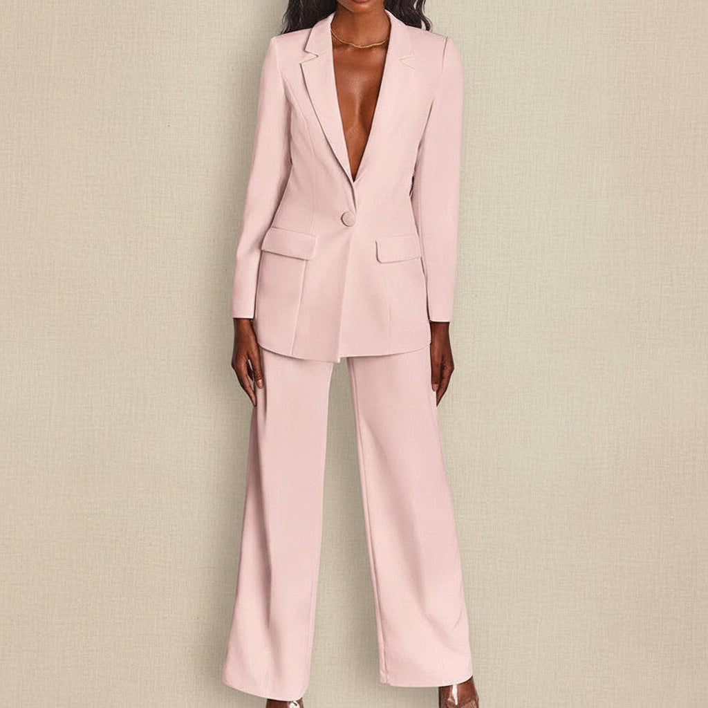 Blazer boutonné à revers et pantalon droit