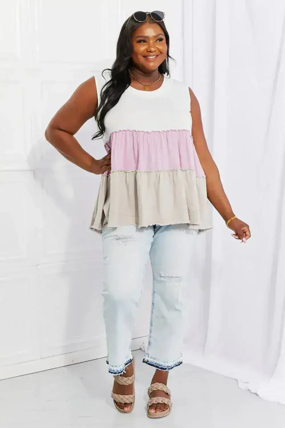 Haut poupée court dégradé de couleur lavande - Motif coucher de soleil | Femstylo