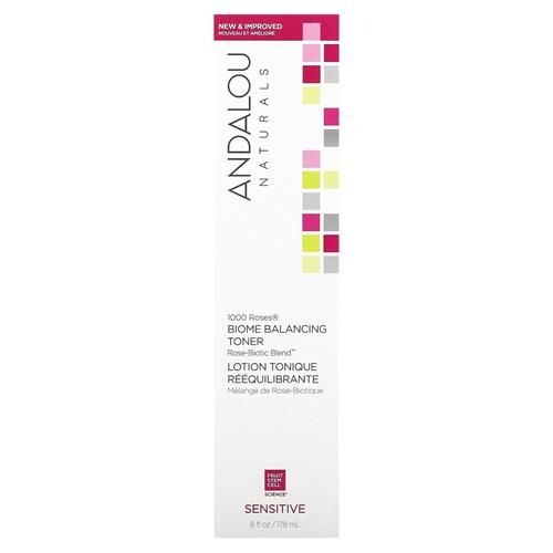 Tonique Andalou Naturals, Tonique Équilibrant Facial Biome 1000 Roses, Rafraîchissant et Doux pour les Peaux Sensibles, Mélange Rose-Biotique pour Aider à Protéger et Renforcer la Barrière Cutanée, Vaporisateur de 177 ml