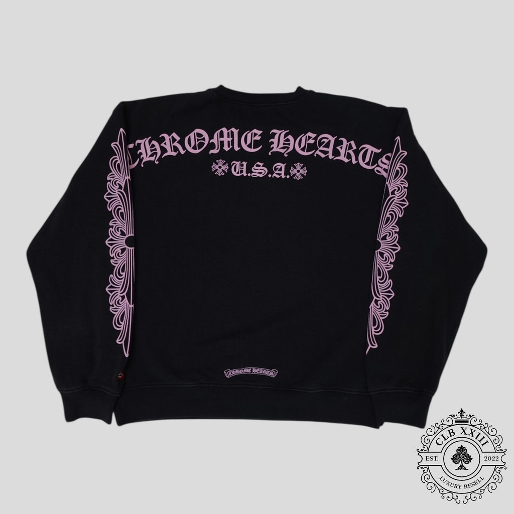 Chrome Hearts Floral Sleeve Crewneck en Noir / Rose