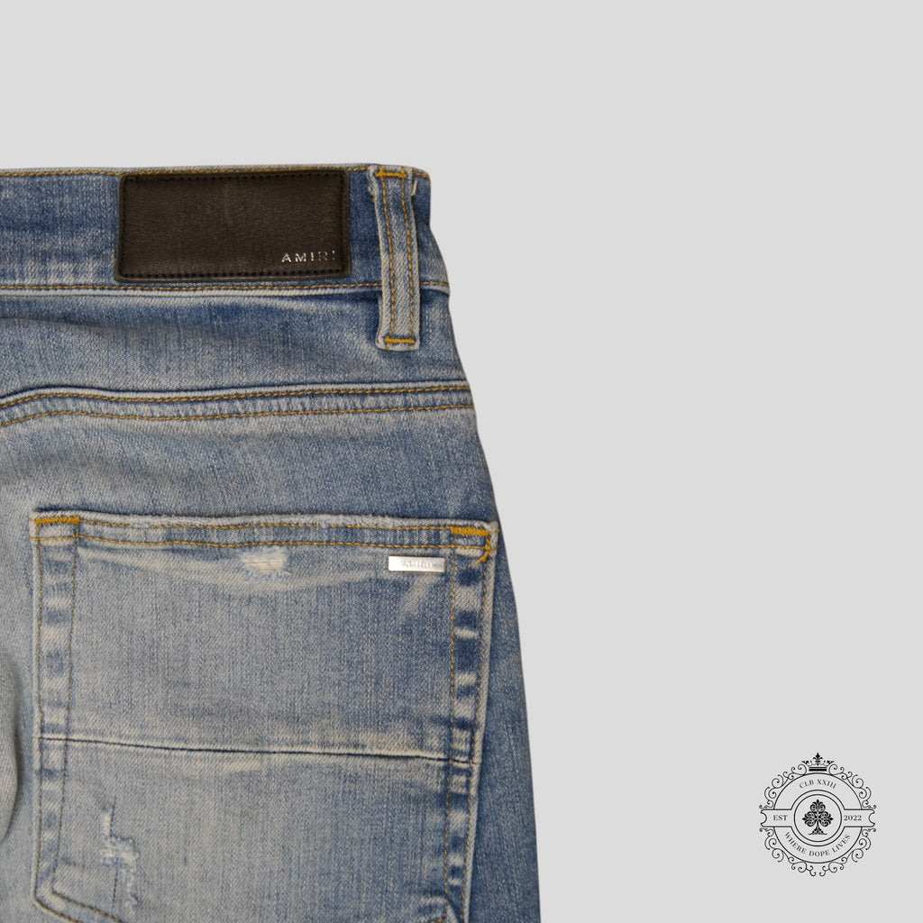 Jeans Amiri MX1 en cuir vieilli indigo clair