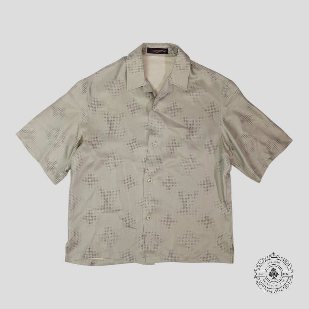Chemise boutonnée en soie Monogram Louis Vuitton grise