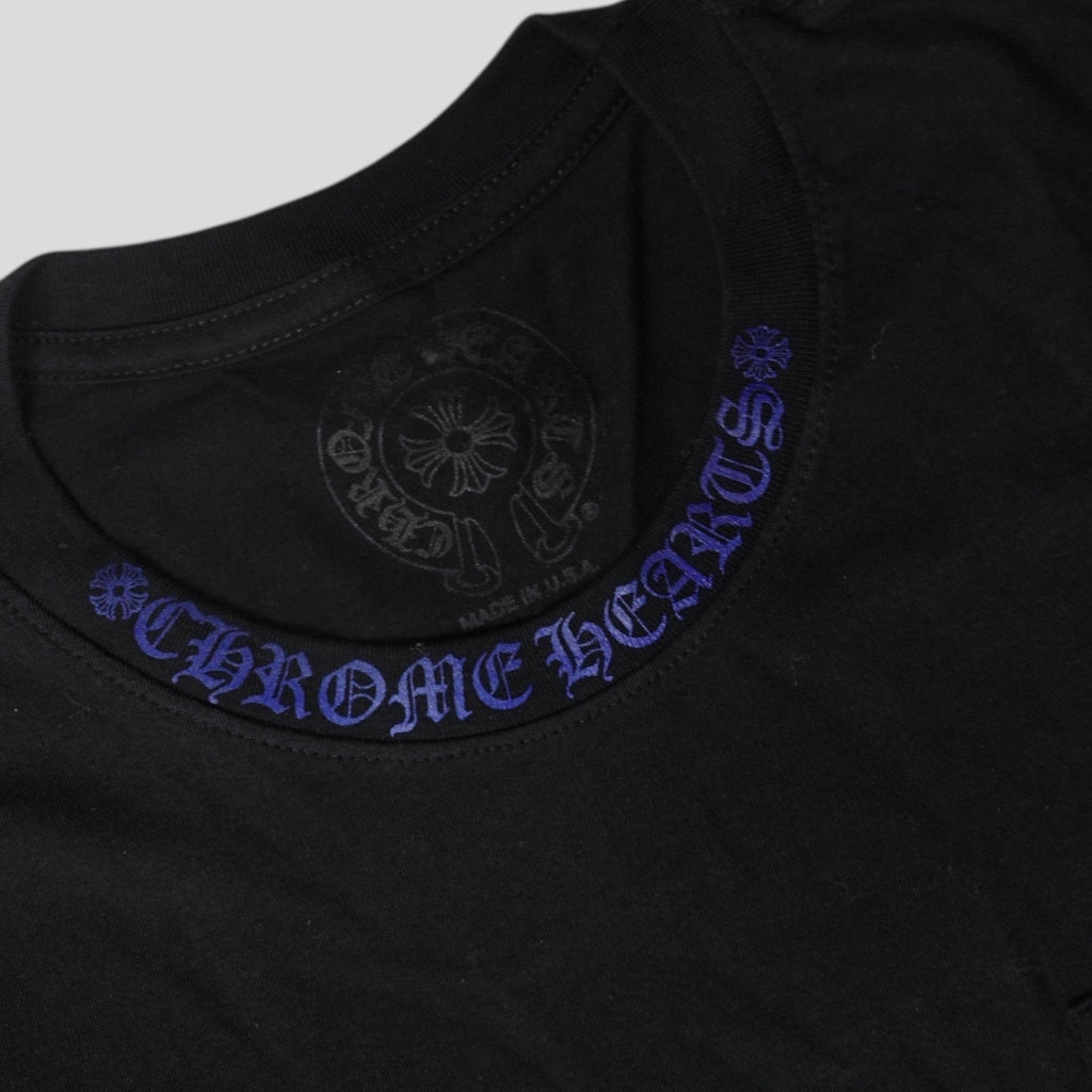 Haut à manches longues Chrome Hearts Neck Logo Noir/Bleu