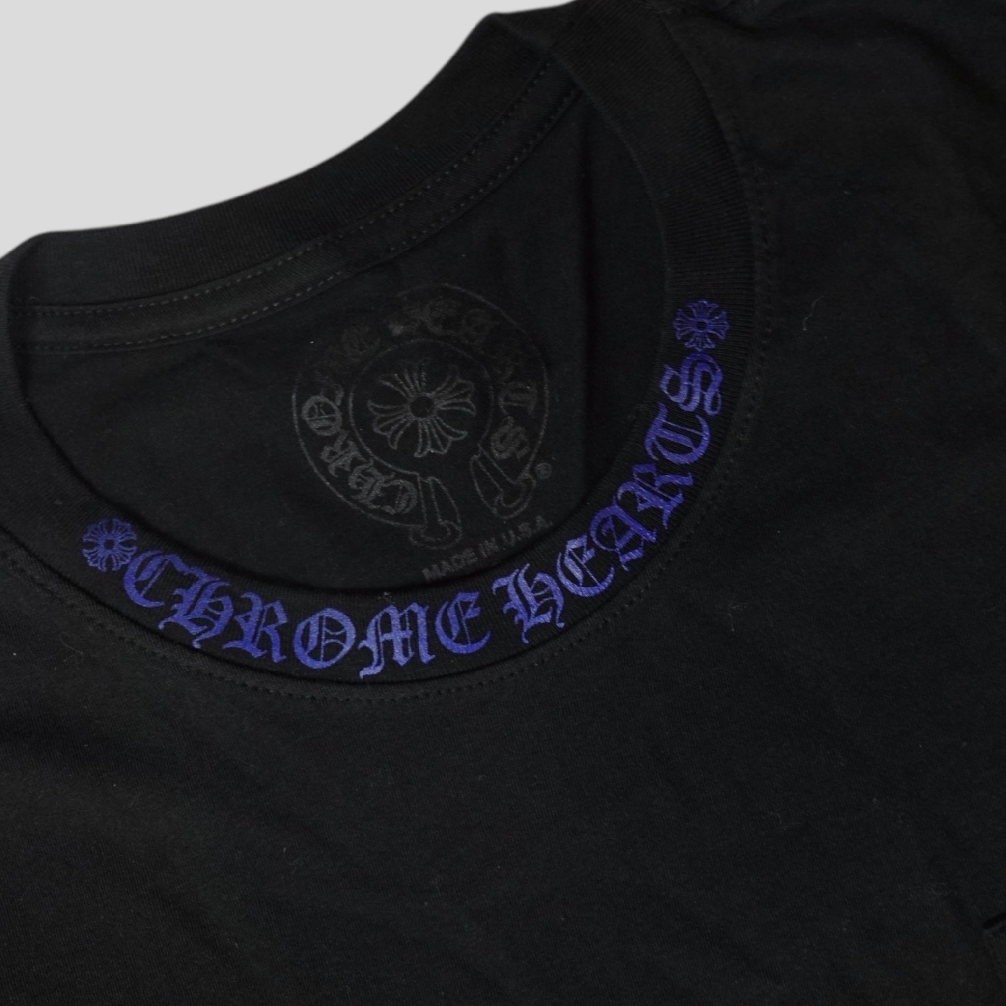 Haut à manches longues Chrome Hearts Neck Logo Noir/Bleu