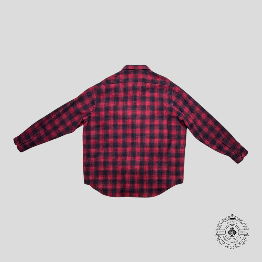Chemise oversize Celine en flanelle de laine lourde rouge/noire