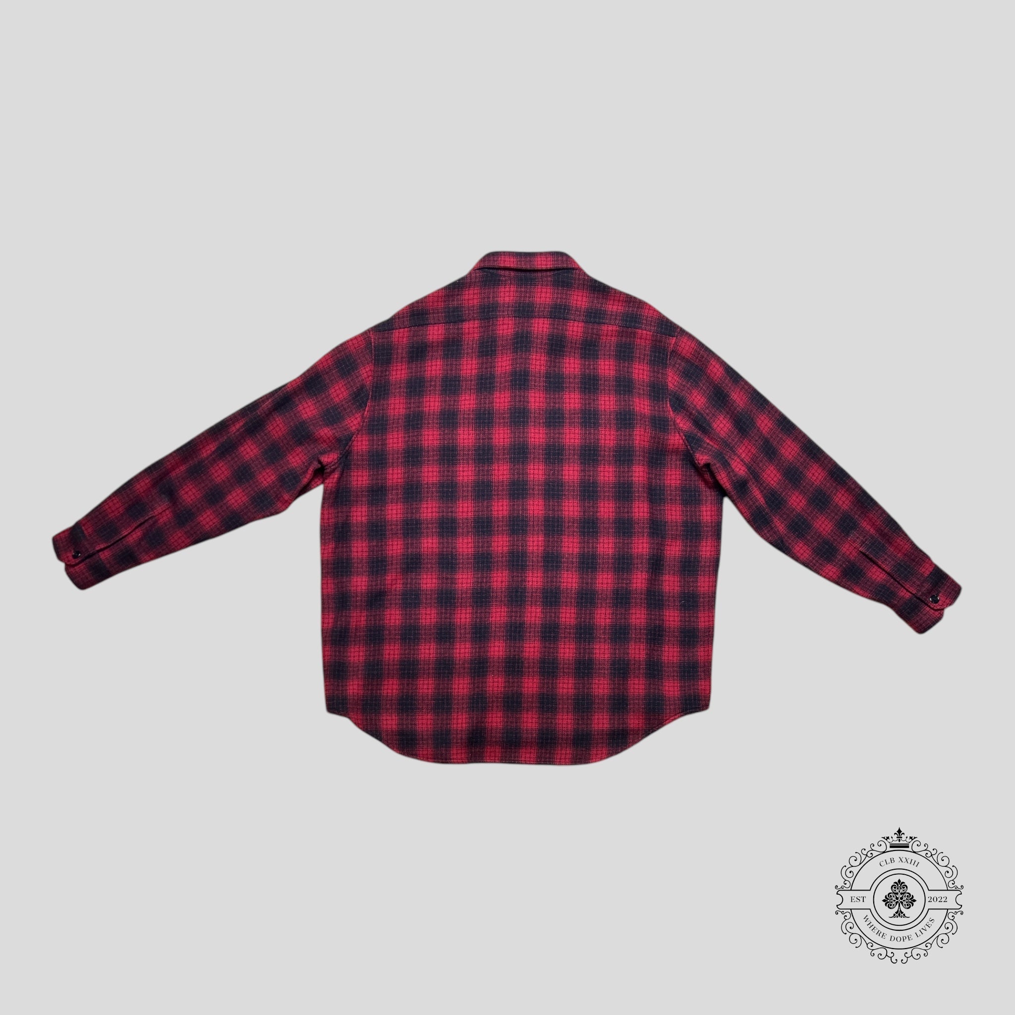 Chemise oversize Celine en flanelle de laine lourde rouge/noire