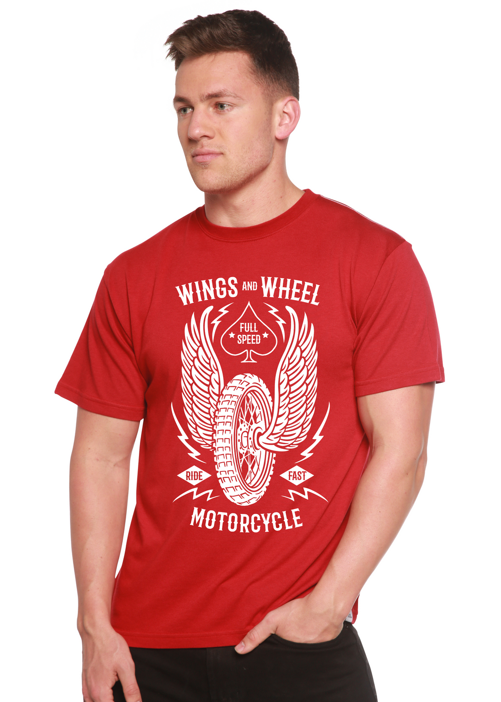 T-shirt à manches courtes en bambou/coton biologique à motif Wings And Wheel Spun Bamboo® pour homme