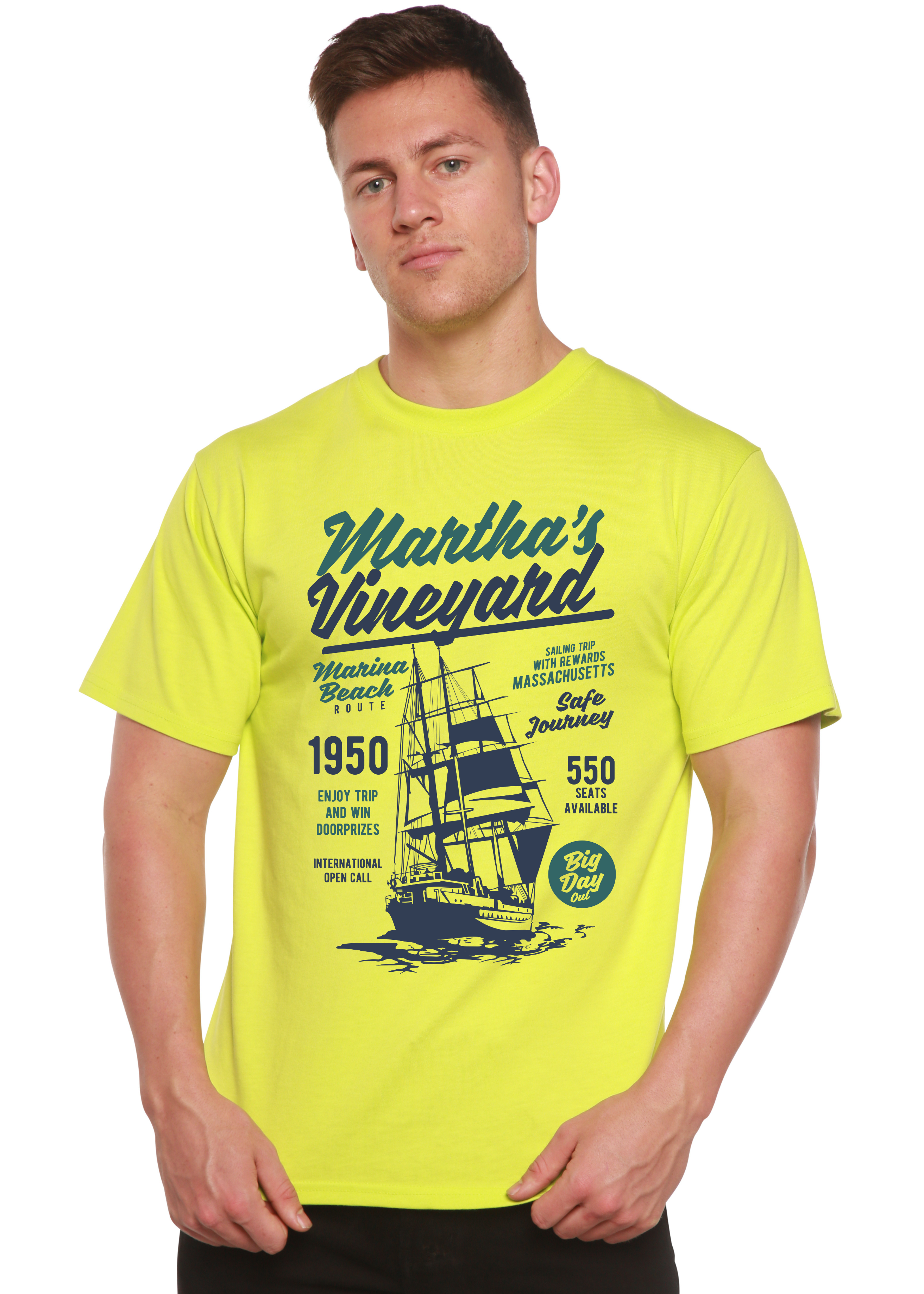 T-shirt graphique à manches courtes en viscose de bambou et coton biologique pour homme Martha's Vineyard