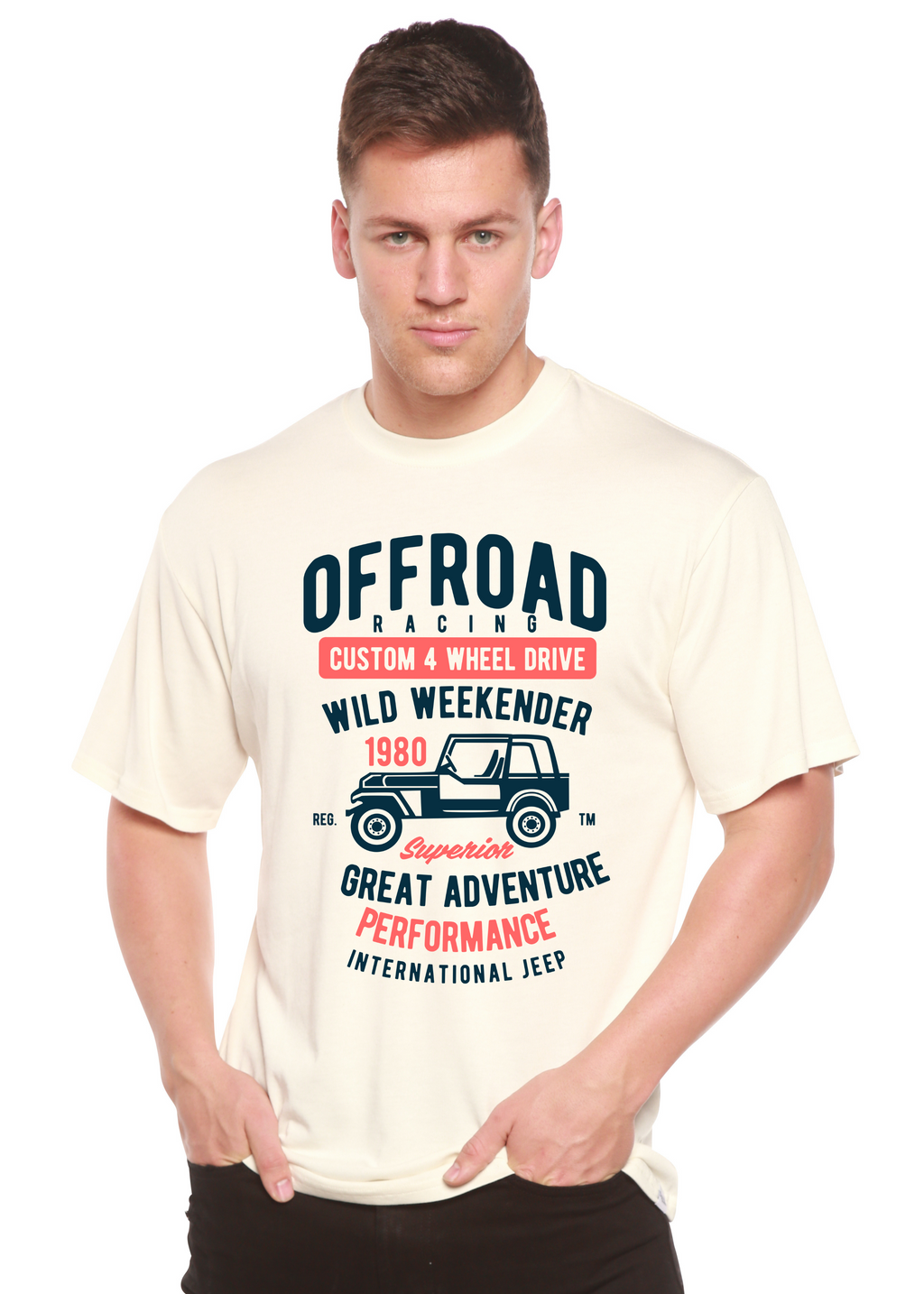 T-shirt graphique Off Road Racing en bambou Spun Bamboo® pour homme, en viscose de bambou/coton biologique, à manches courtes