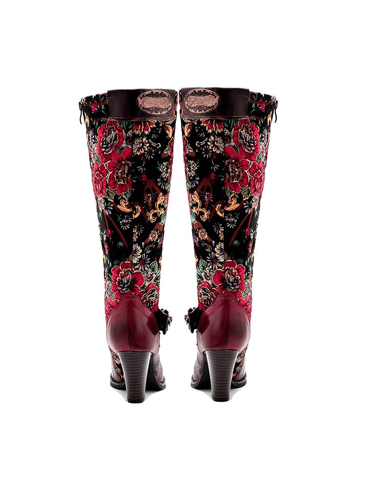 Bottes élégantes brodées à motif floral en relief faites à la main