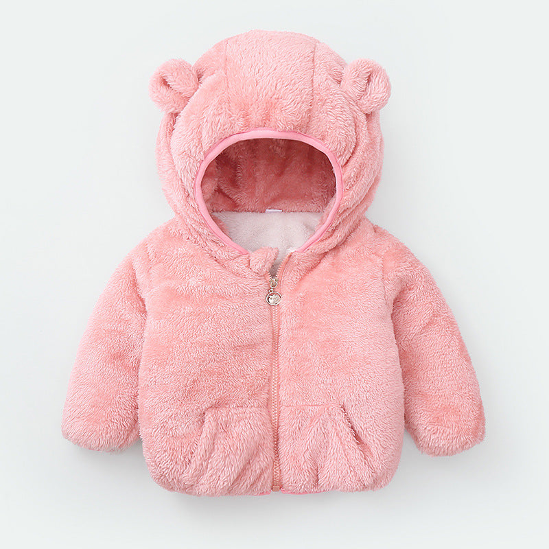 Pull polaire d'hiver moderne pour enfants, veste à capuche pour garçons et filles, manteau chaud pour bébé avec oreilles d'ours