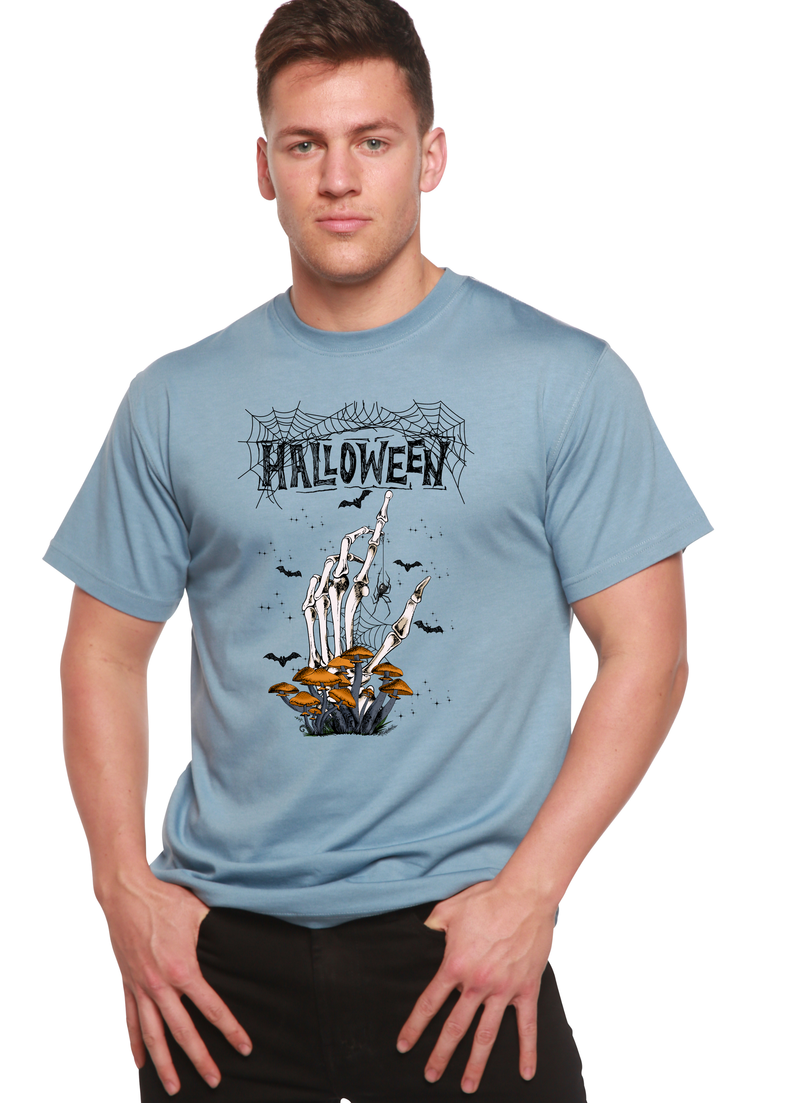 T-shirt graphique à manches courtes pour homme en bambou viscose/coton biologique Halloween