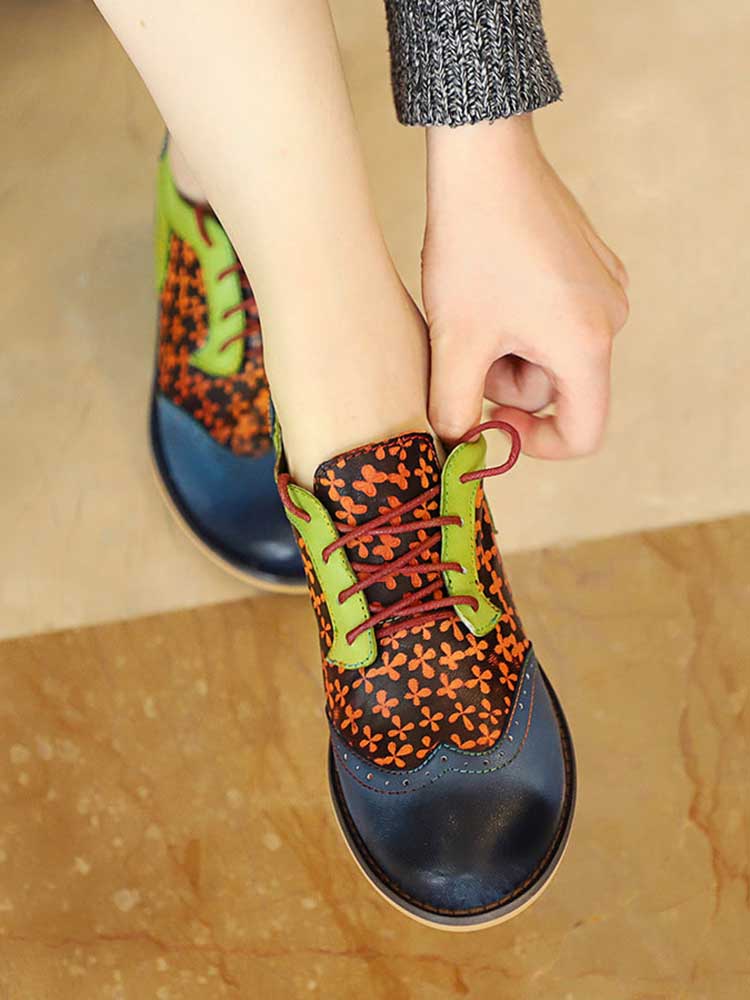 Casual Vintage Handmade Style Leather Brogue Shoes