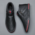 Bottes décontractées d'hiver chaudes pour homme, bottes de neige tendance, chaussures d'extérieur, baskets noires, chaussures de travail d'extérieur en cuir doublées chaudes antidérapantes pour homme