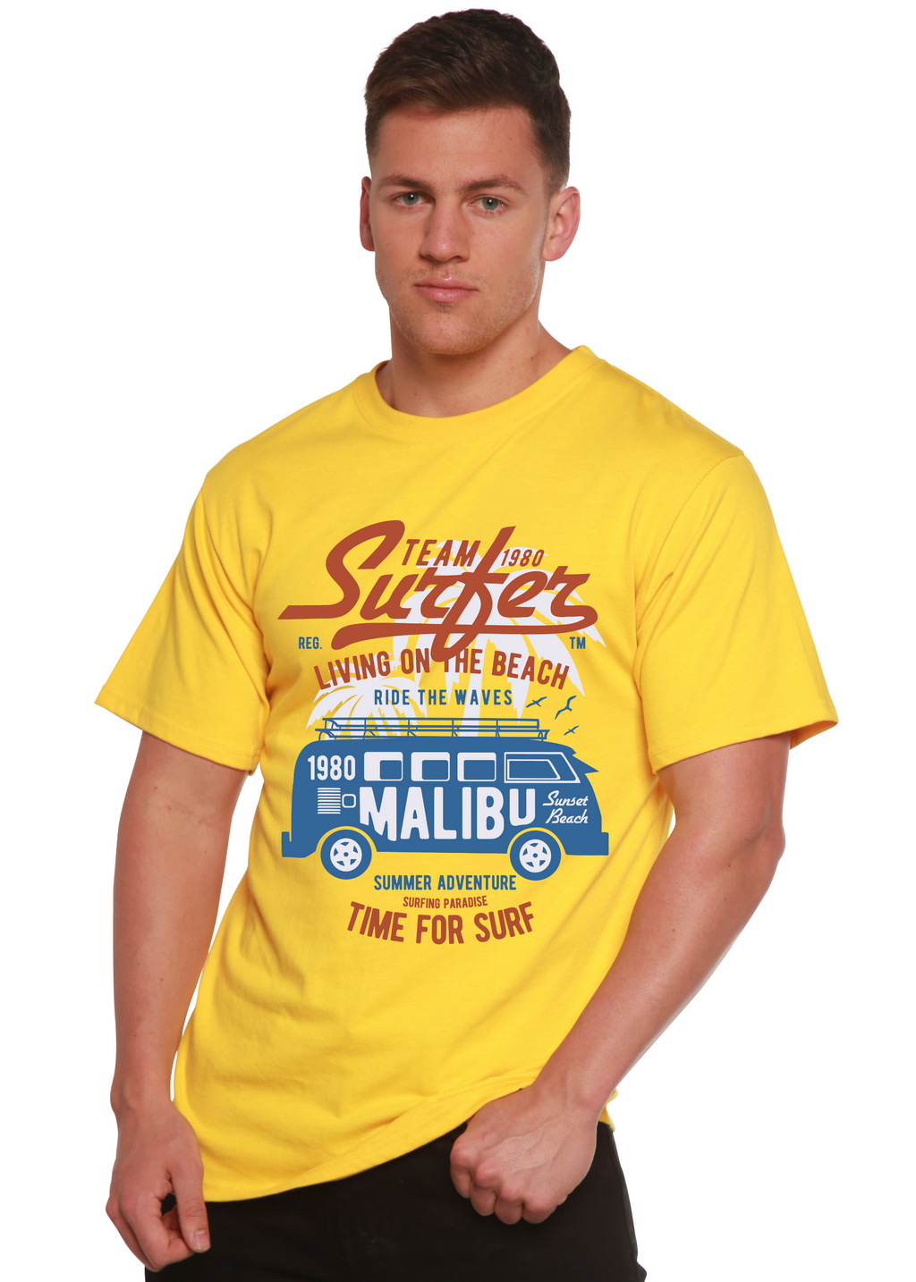 T-shirt graphique Team Surfer en viscose de bambou/coton biologique à manches courtes pour homme