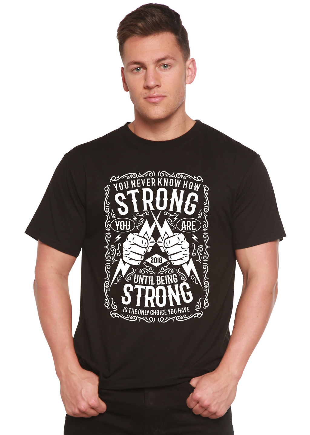 T-shirt graphique Strong Spun Bamboo® à manches courtes en viscose de bambou/coton biologique pour homme