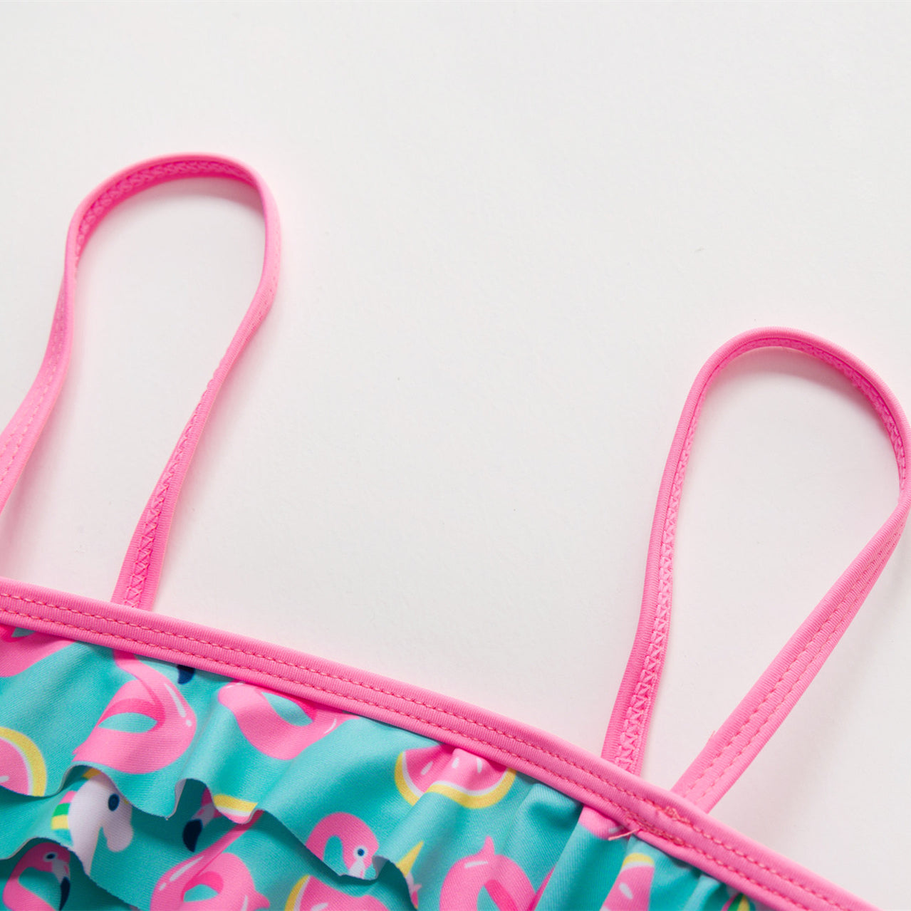 3-16 ans Maillot de bain deux pièces pour filles Motif dessin animé Volants Maillot de bain Bikini Set Épaule unique Tenue de plage Princesse Deux pièces Maillot de bain Maillot de bain enfant Filles Maillot de bain Bikini Set