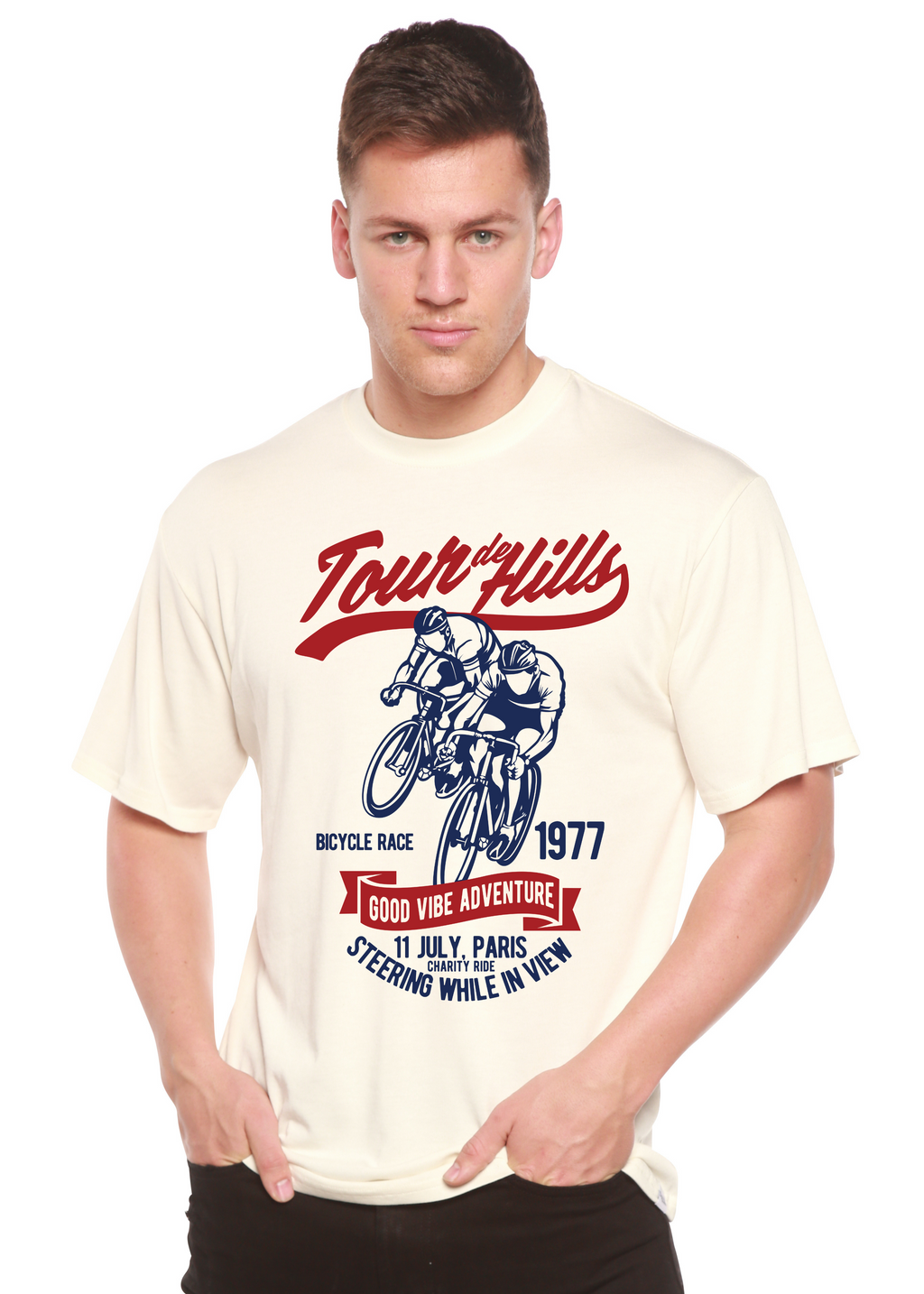 T-shirt graphique à manches courtes en viscose de bambou et coton biologique Tour De Hills Spun Bamboo® pour homme