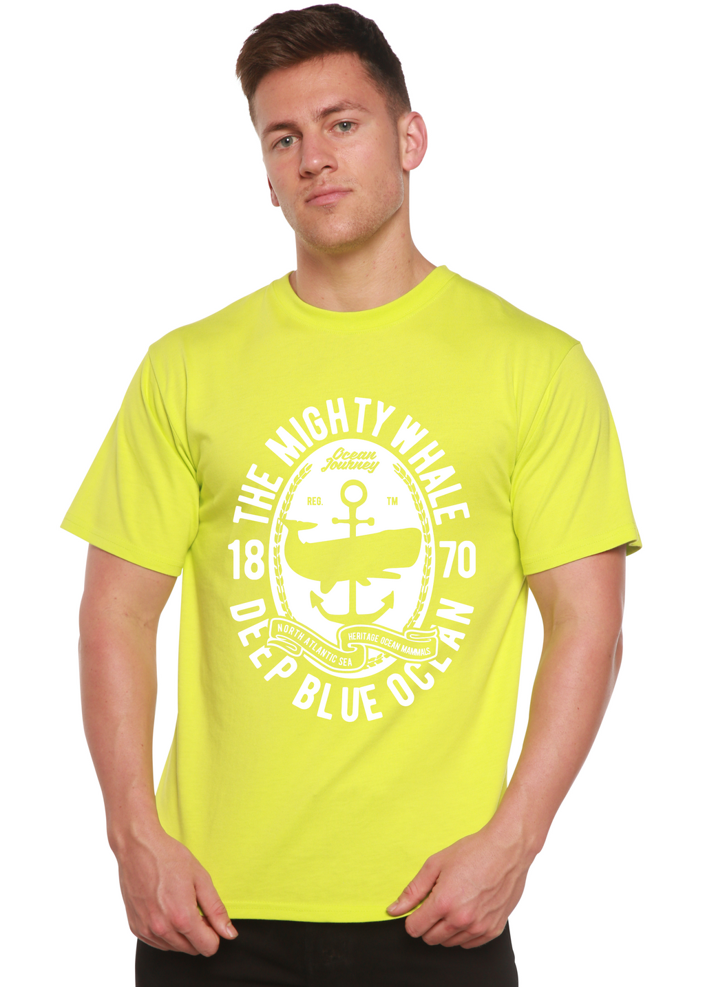 T-shirt à manches courtes Mighty Spun Bamboo® en viscose de bambou/coton biologique pour homme avec motif