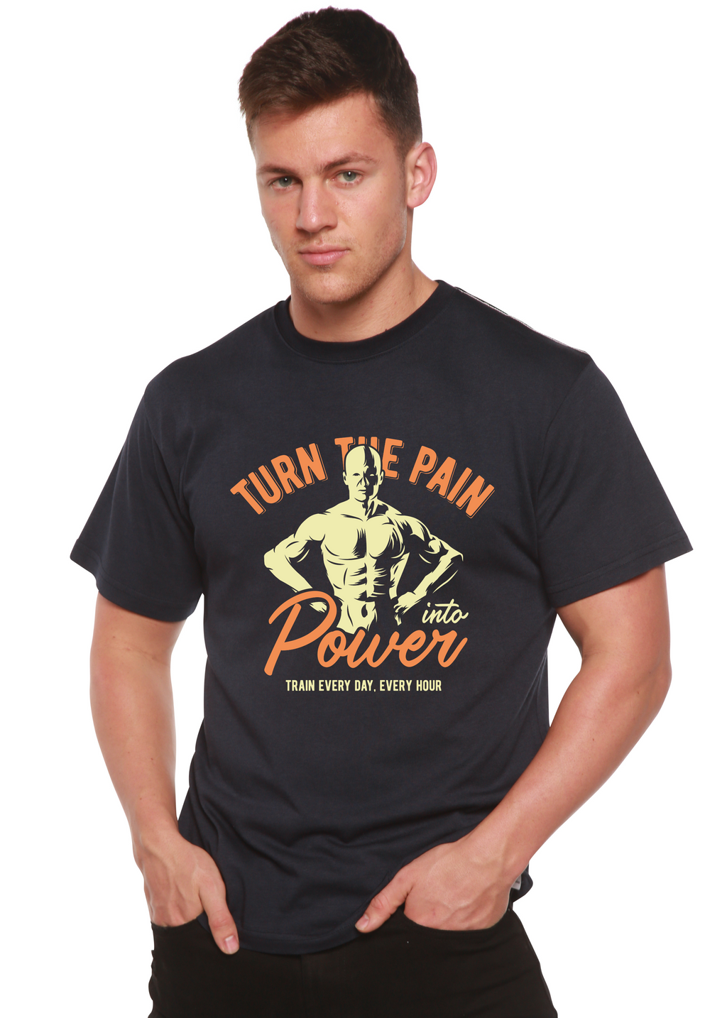 T-Shirt Graphique à Manches Courtes en Viscose de Bambou et Coton Biologique pour Homme "Turn The Pain"