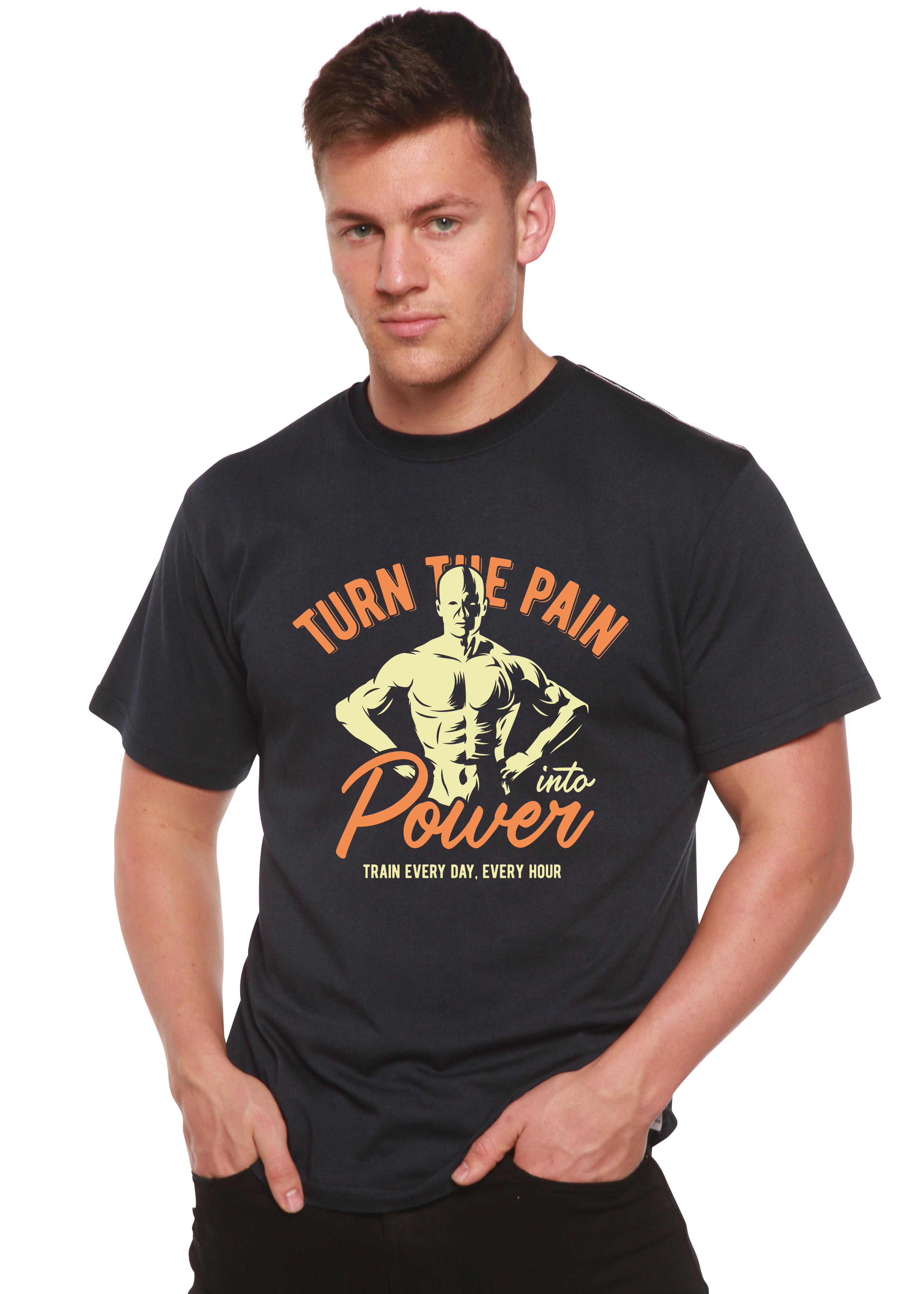 T-Shirt Graphique à Manches Courtes en Viscose de Bambou et Coton Biologique pour Homme "Turn The Pain"