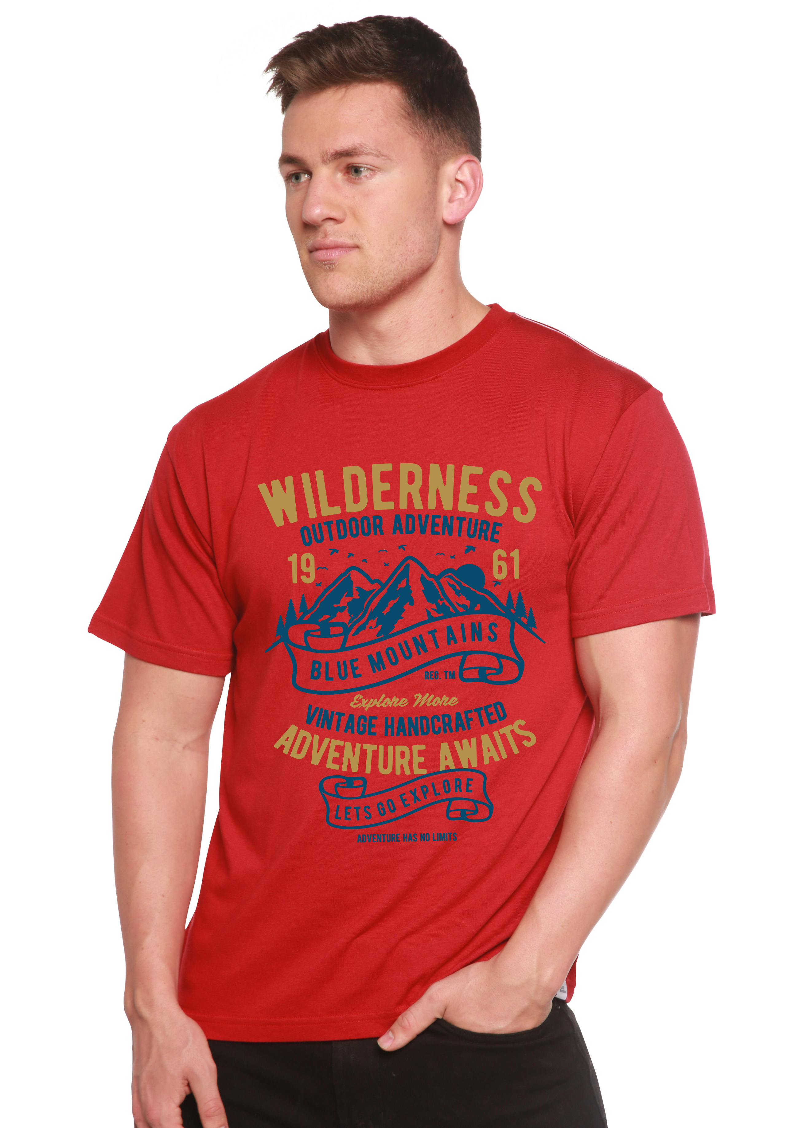 T-shirt à manches courtes et motif graphique Wilderness Spun Bamboo® pour homme, en viscose de bambou/coton biologique