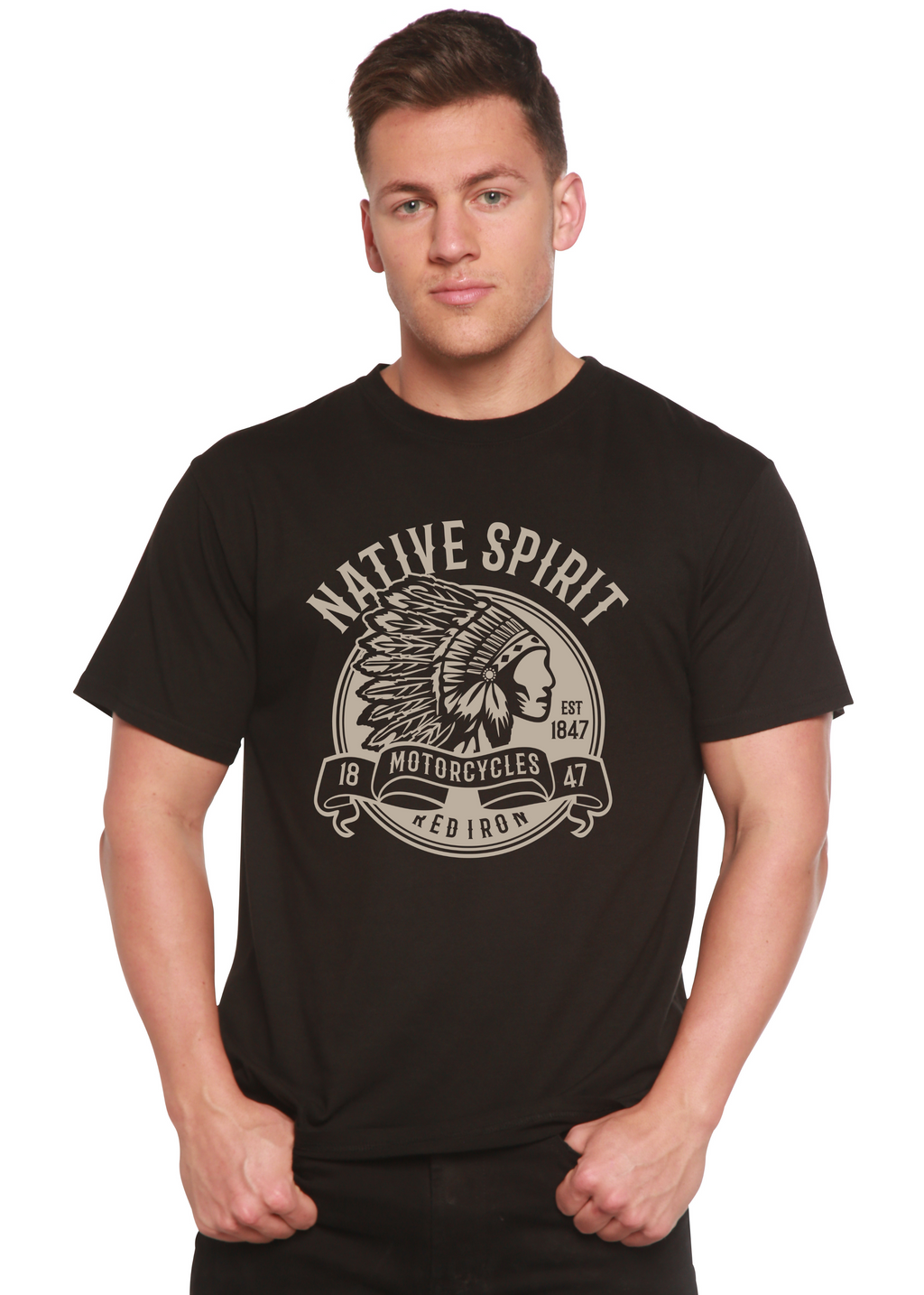 T-shirt graphique à manches courtes en viscose de bambou/coton biologique pour homme Native Spirit Spun Bamboo®