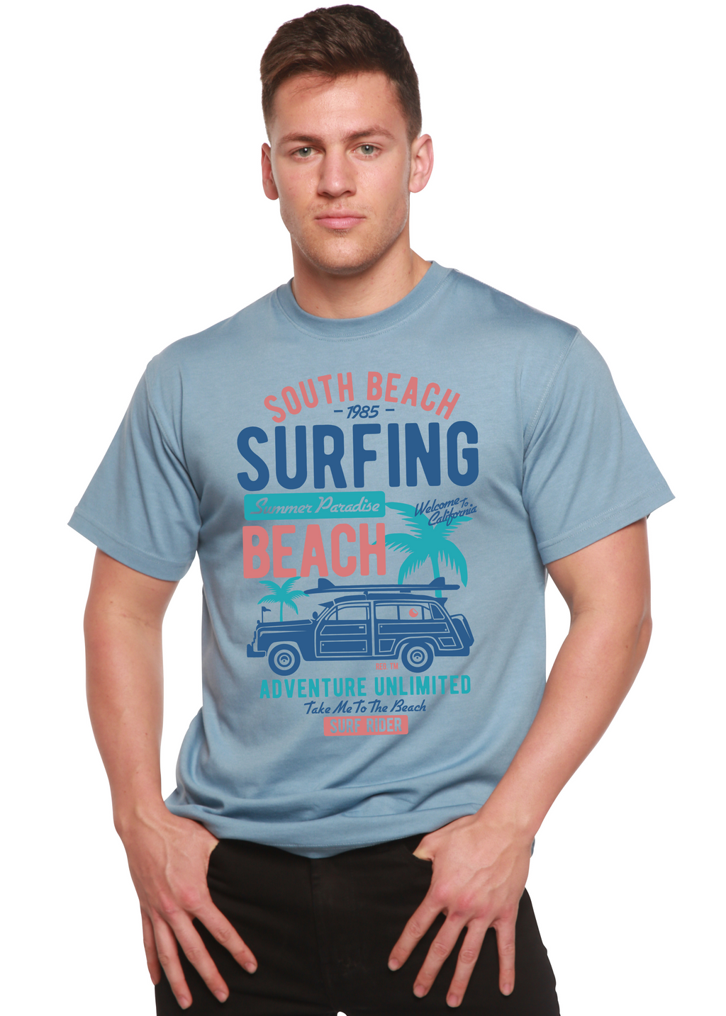 T-shirt graphique South Beach en bambou filé® pour homme en viscose de bambou/coton biologique à manches courtes