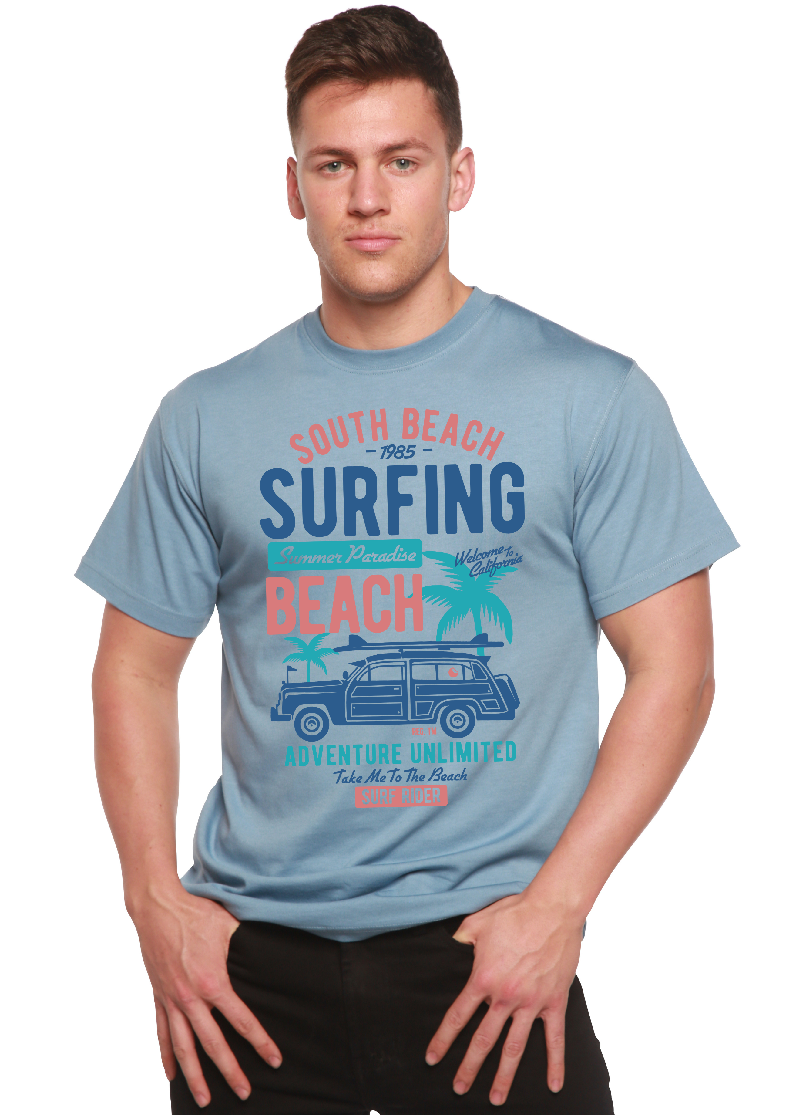T-shirt graphique South Beach en bambou filé® pour homme en viscose de bambou/coton biologique à manches courtes