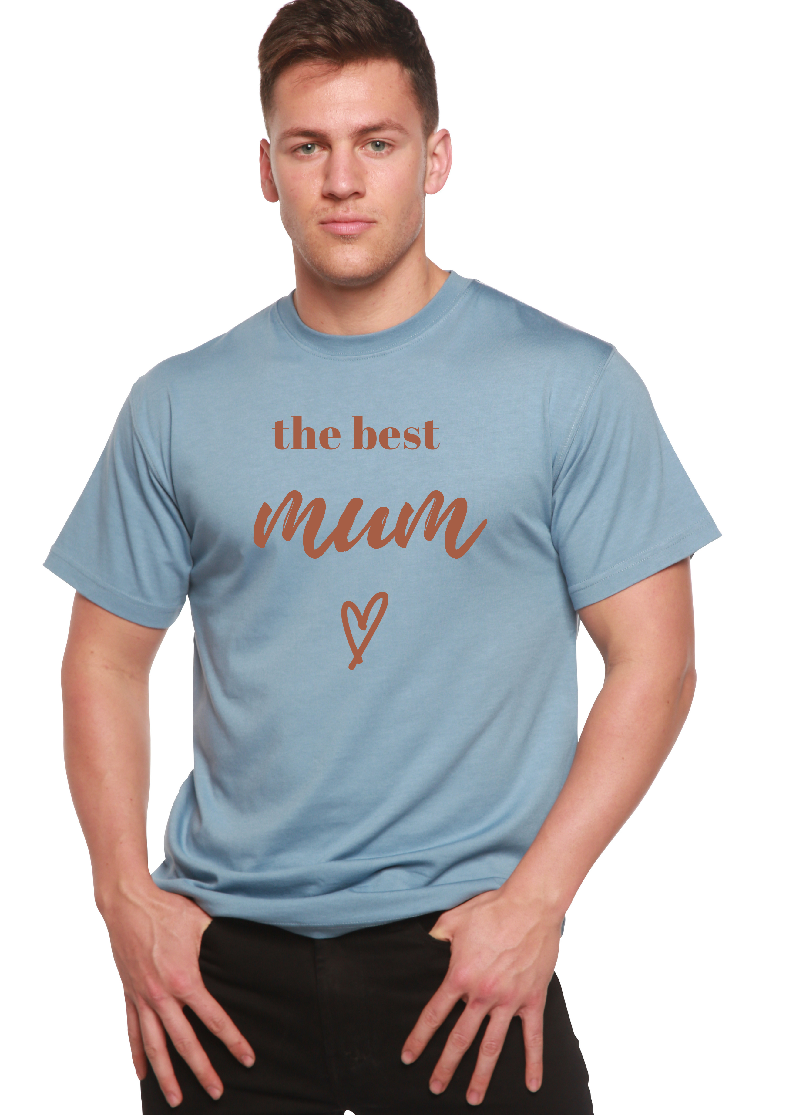 T-shirt unisexe en bambou-viscose/coton biologique à manches courtes avec motif "The Best Mum"