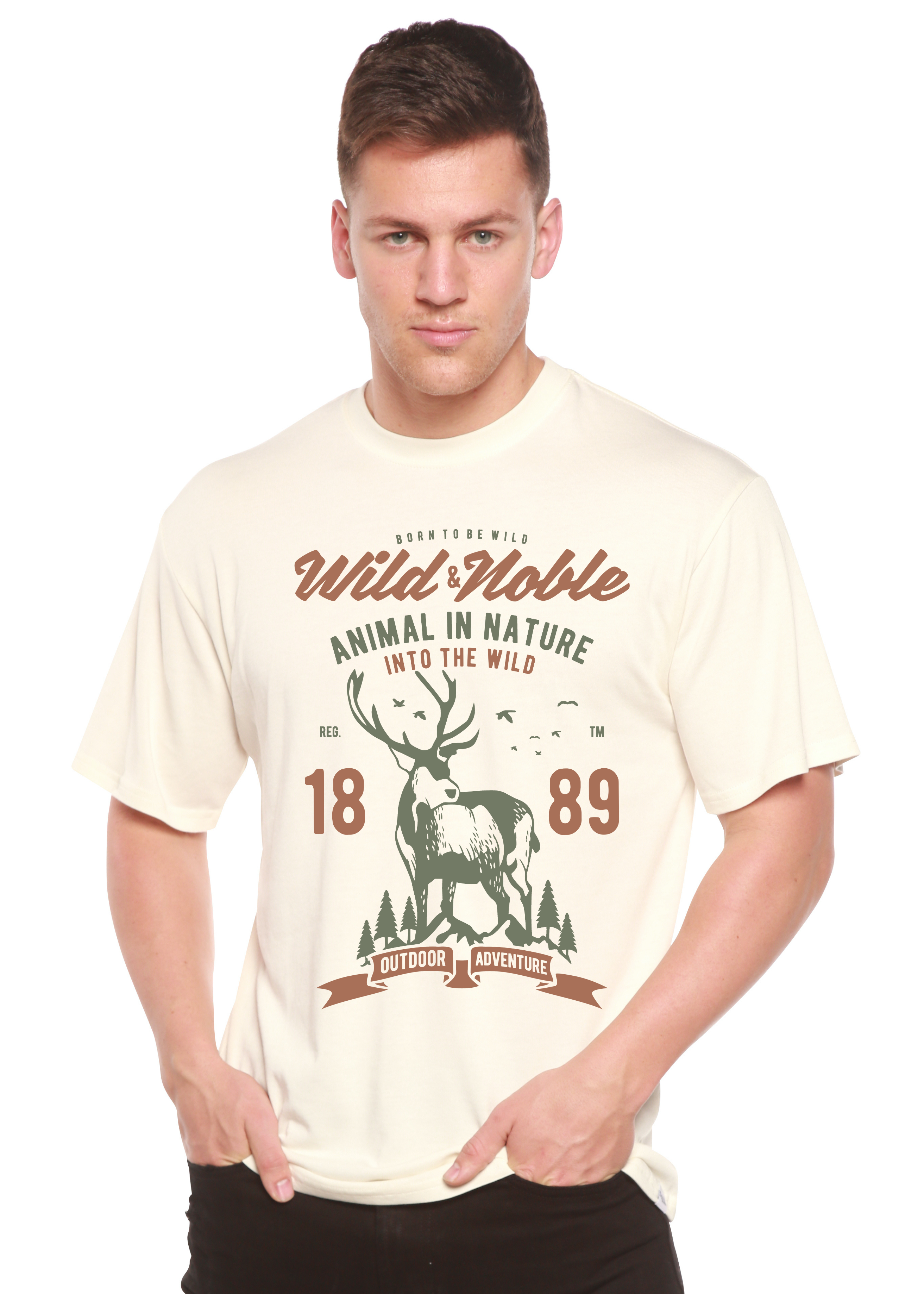 T-shirt graphique à manches courtes en viscose de bambou et coton biologique Wild And Noble Spun Bamboo® pour hommes