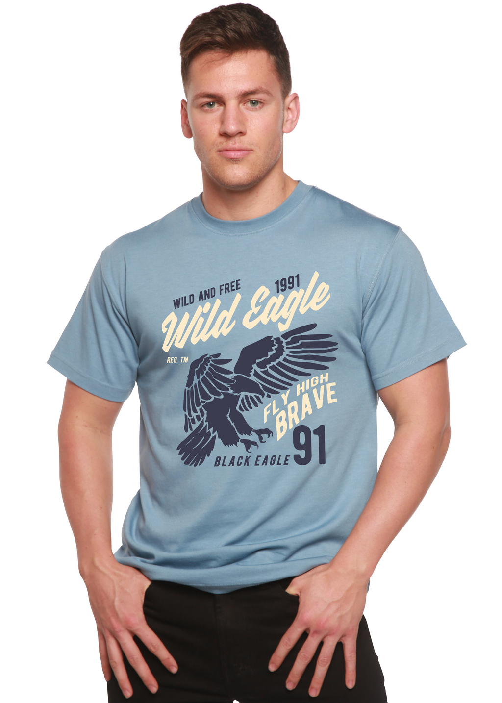 T-shirt graphique Wild Eagle Spun Bamboo® à manches courtes en viscose de bambou/coton biologique pour homme