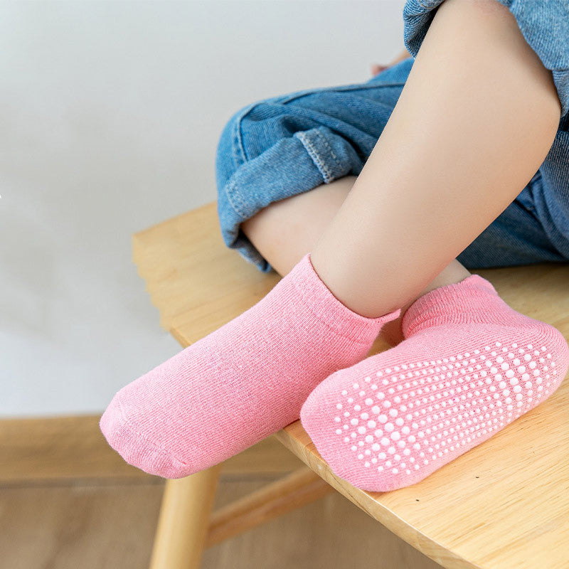 6 paires chaussettes courtes bateau antidérapantes en coton pour bébés garçons et filles