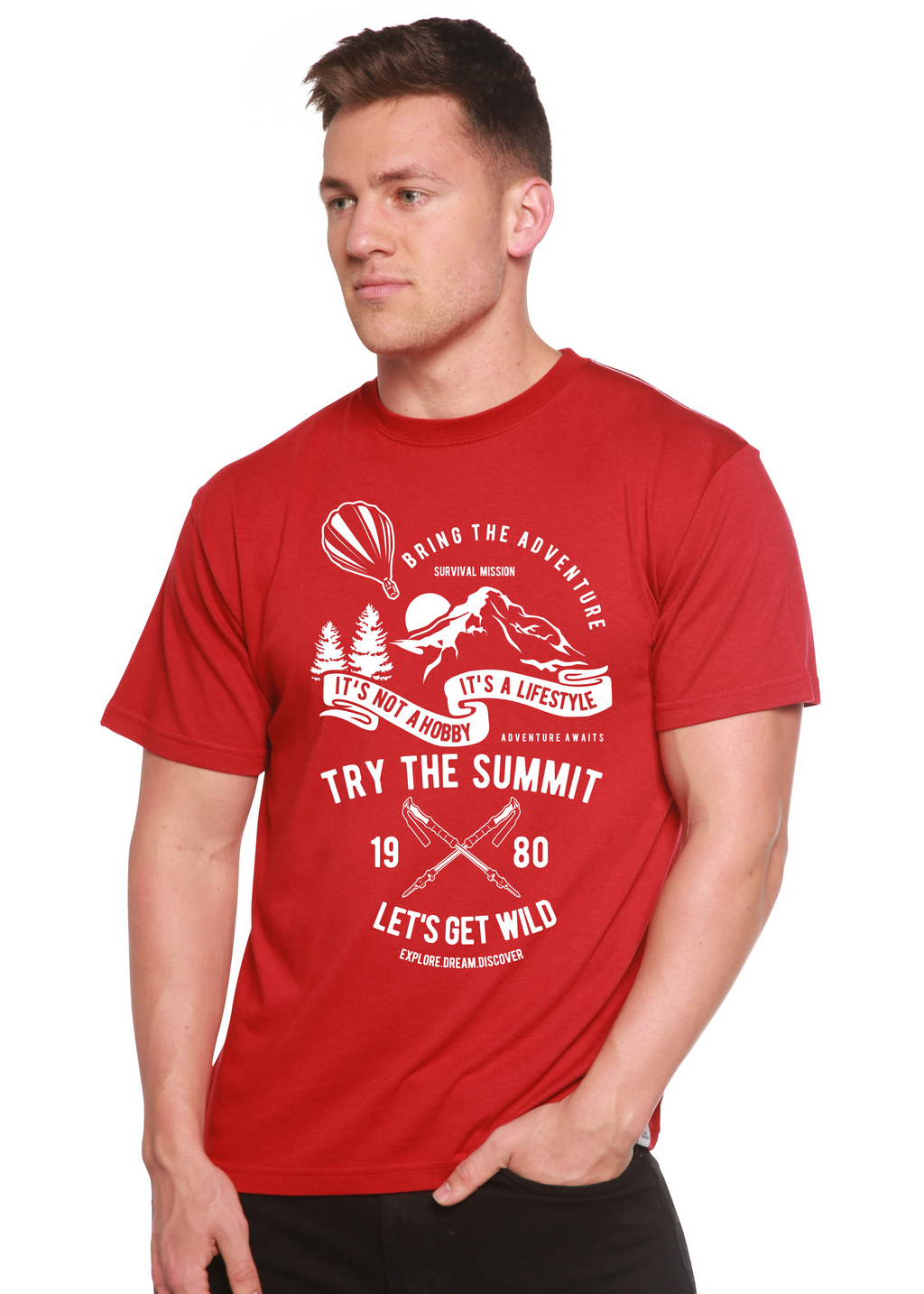 Essayez le T-shirt graphique à manches courtes en viscose de bambou/coton biologique Summit Spun Bamboo® pour homme