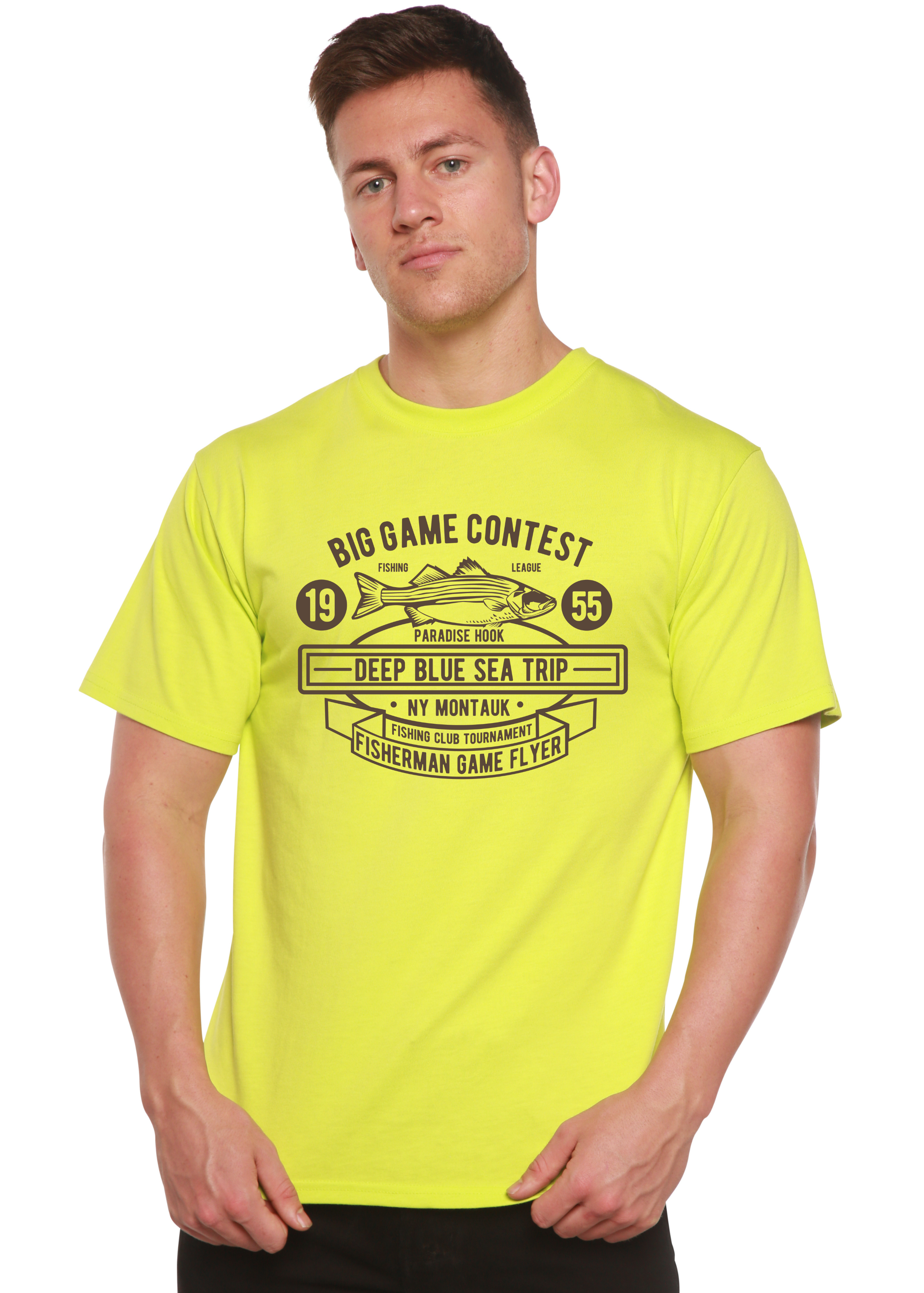 T-shirt à manches courtes avec motif imprimé en viscose de bambou et coton biologique pour homme - Concours Big Game