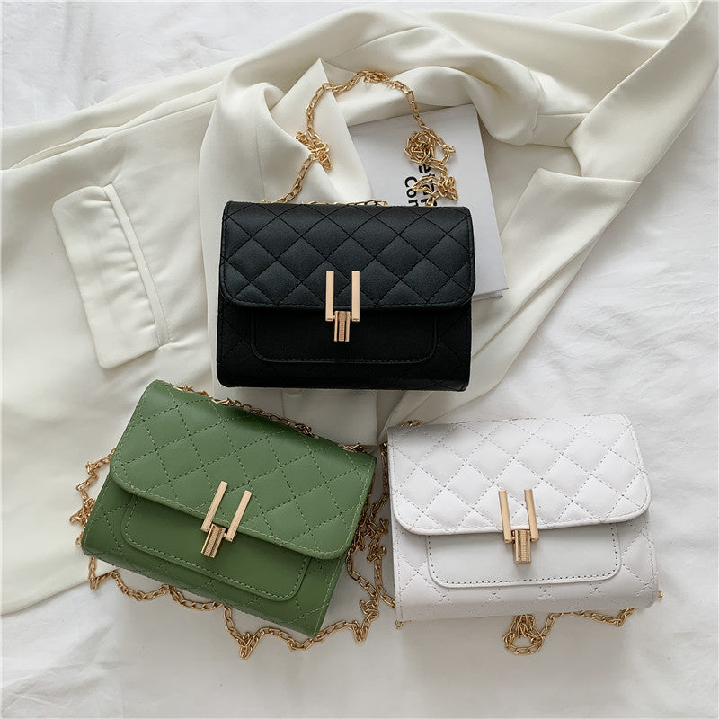 Sacs à bandoulière de luxe noirs décents pour femmes et filles, petit sac messager de créateur, sac à bandoulière pour femmes, sac à bandoulière à chaîne en treillis de diamant à la mode et polyvalent pour femmes