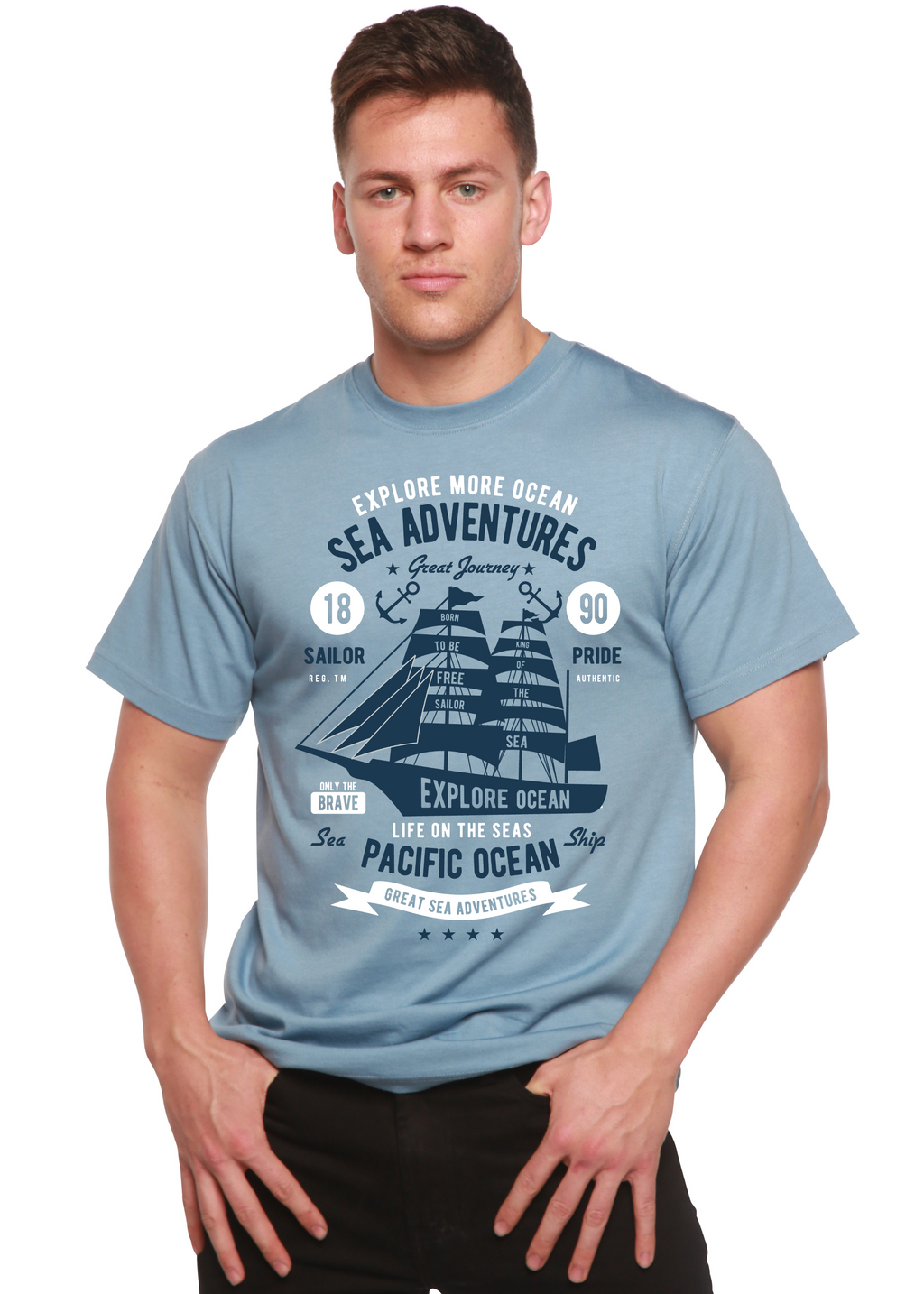 T-shirt graphique Sea Adventures Spun Bamboo® à manches courtes en viscose de bambou/coton biologique pour homme