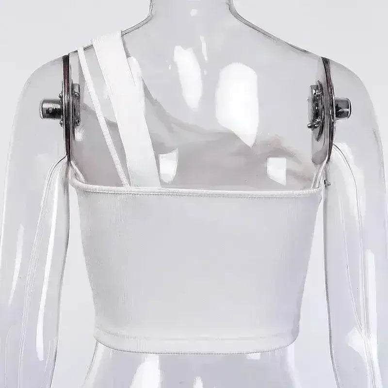 Haut court Glamaker asymétrique à cordon de serrage – moulant et sexy