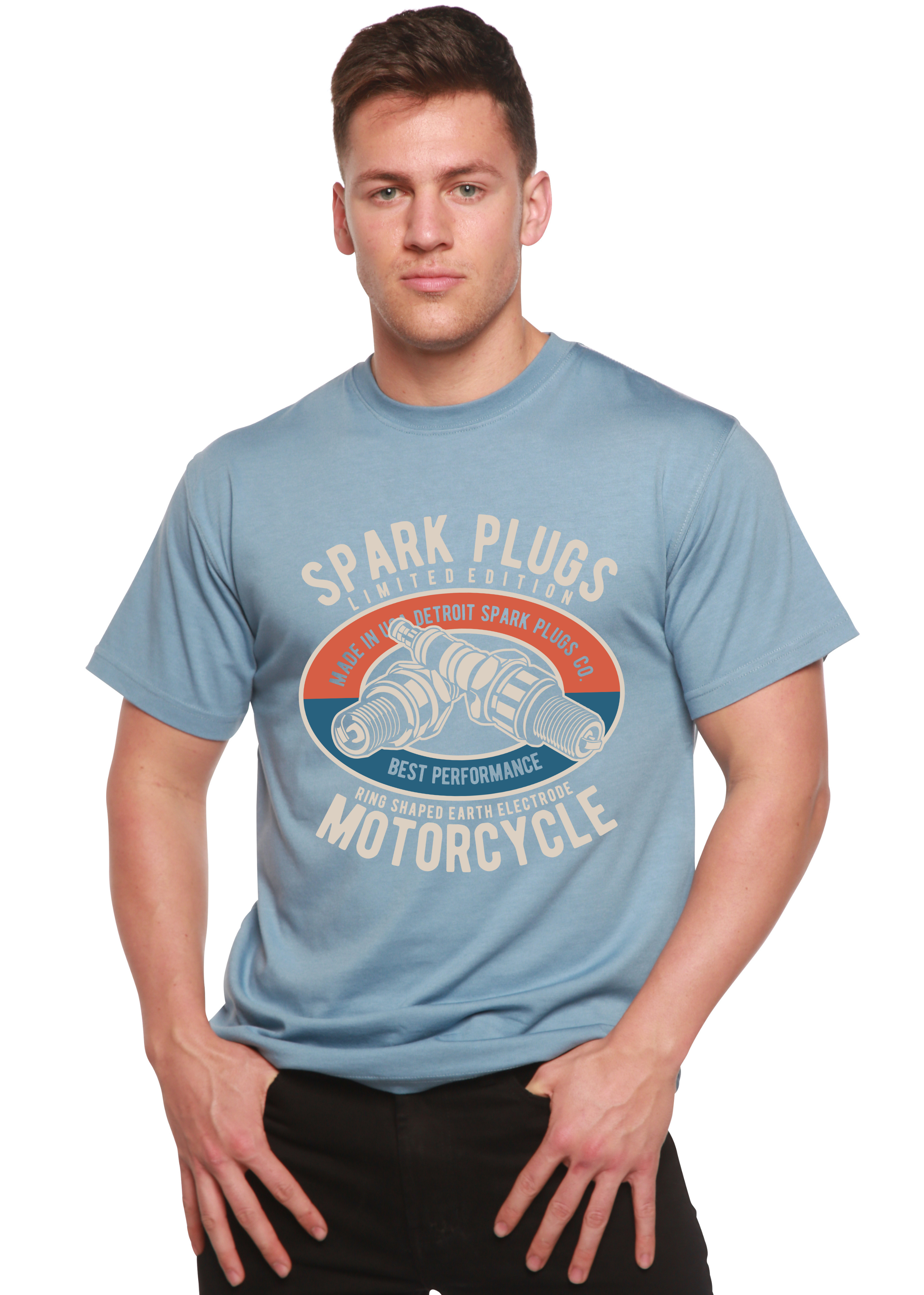 T-shirt graphique à manches courtes en viscose de bambou/coton biologique Spark Plugs Spun Bamboo® pour homme