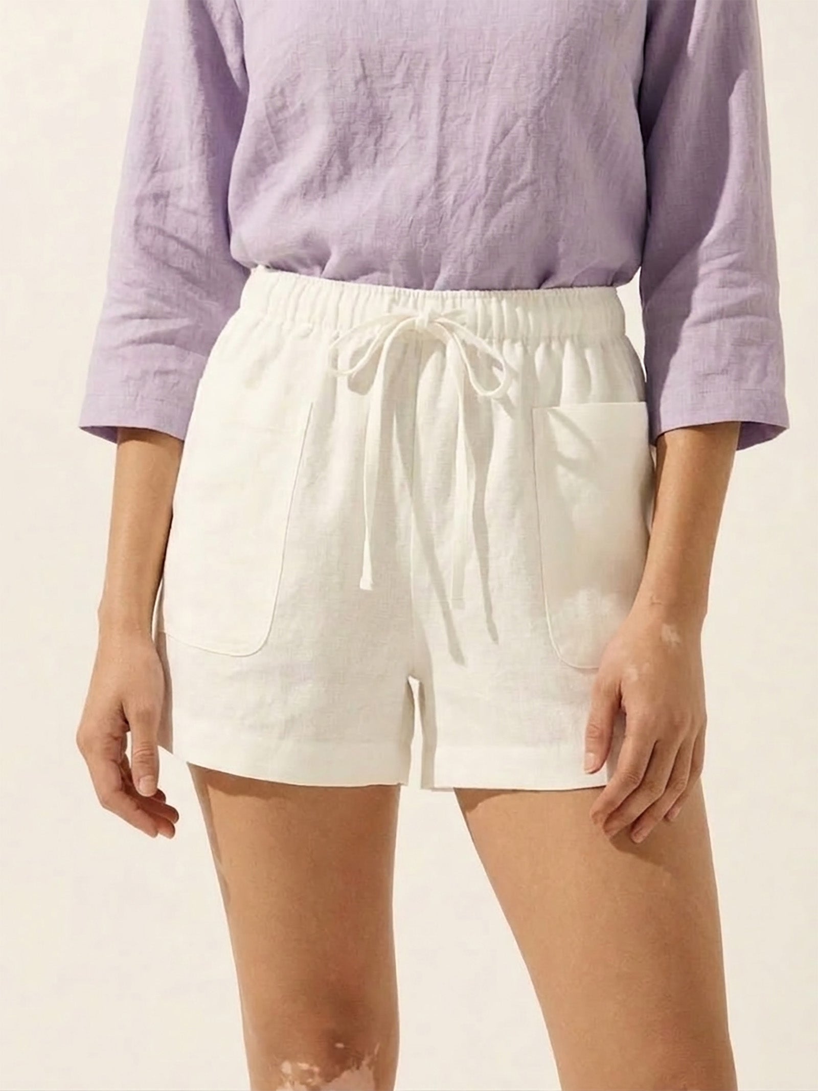 Short utilitaire 100 % lin à poches latérales WYNNIE