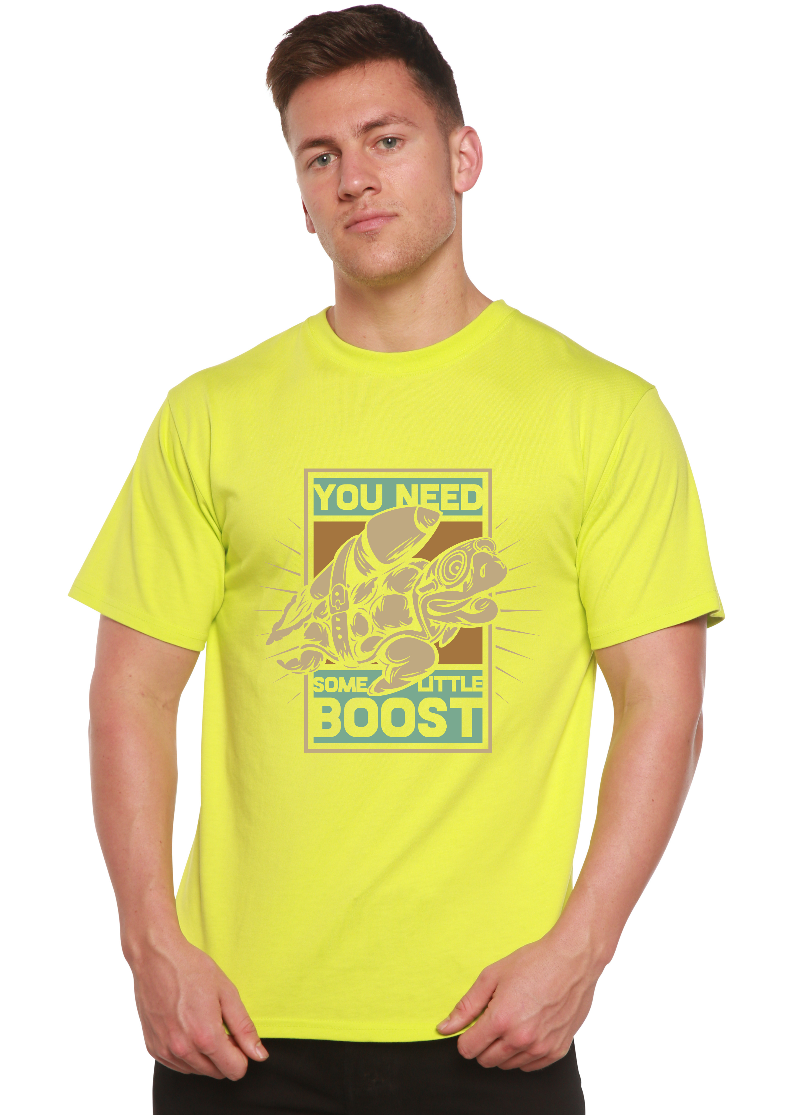 T-shirt graphique homme à manches courtes en viscose de bambou/coton biologique You Need Boost