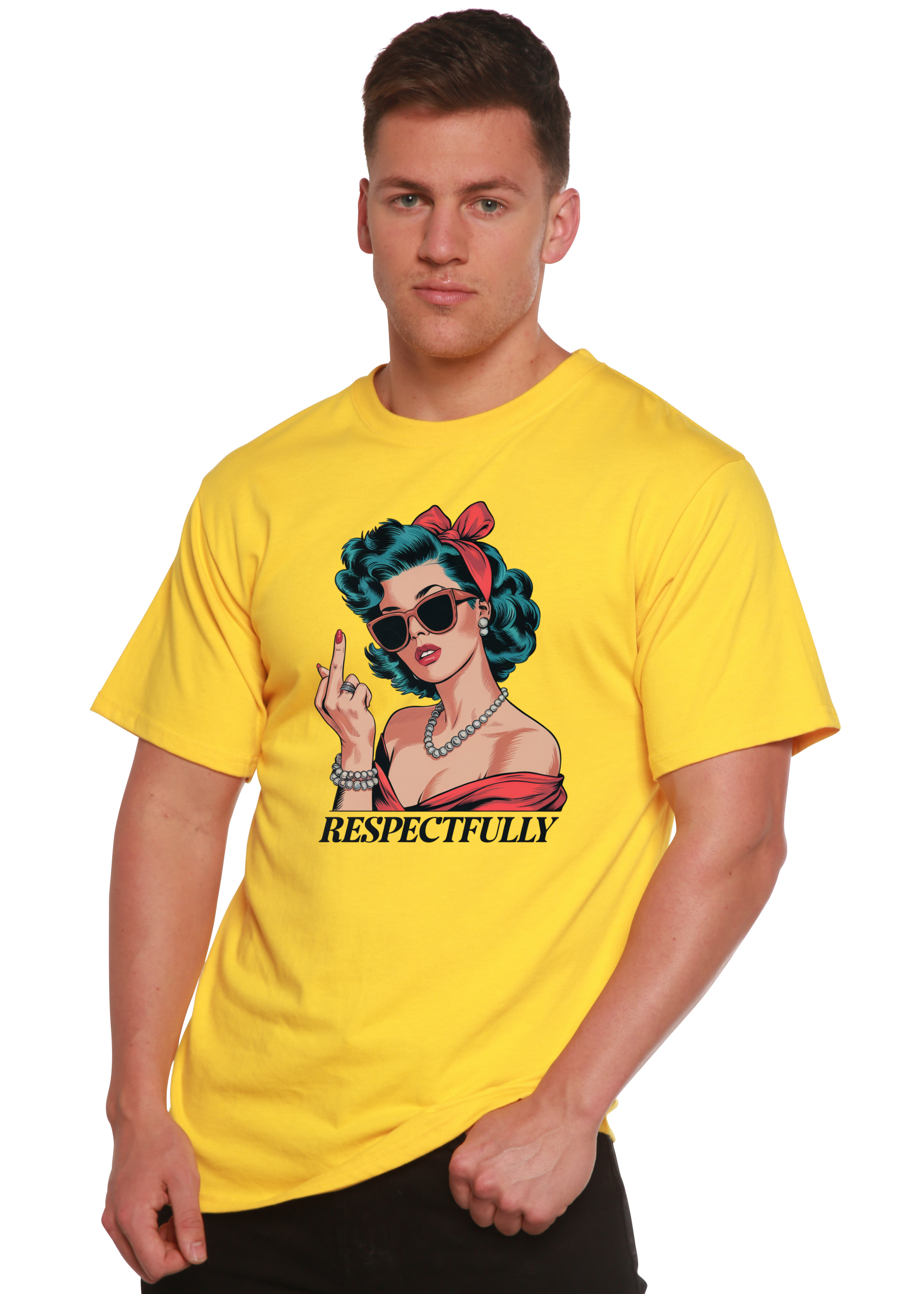 T-shirt unisexe en bambou et coton à motif « Respectfully Middle Finger »