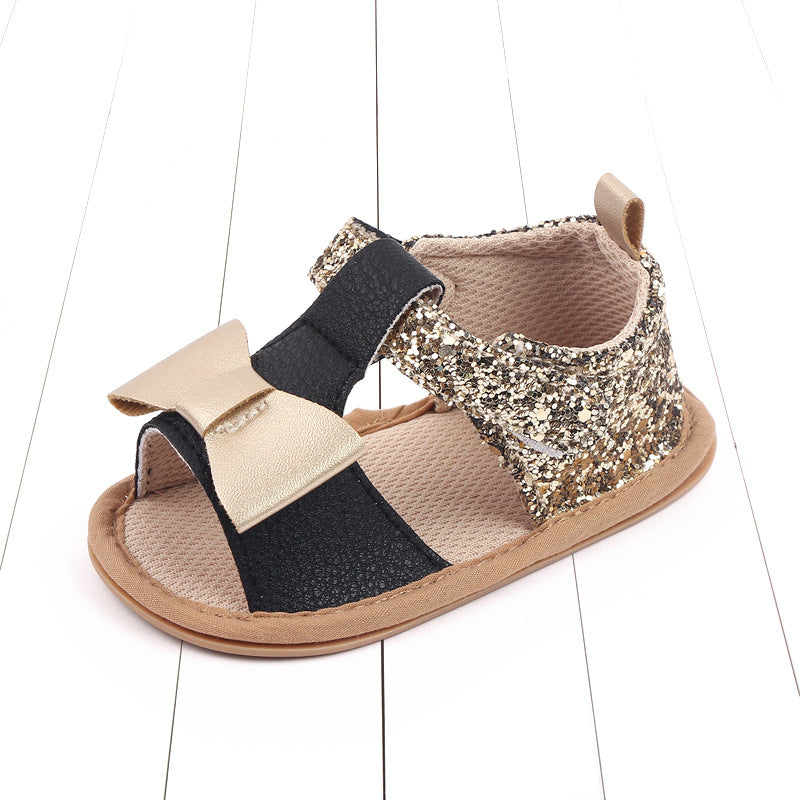 Sandales Bébé Fille Premier Pas Cuir PU Semelle Souple Nœud Papillon Chaussures Filles