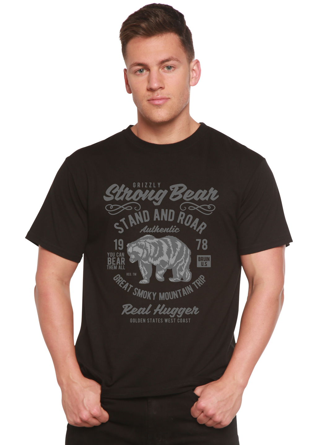 T-shirt graphique Strong Bear en bambou/coton bio à manches courtes pour homme