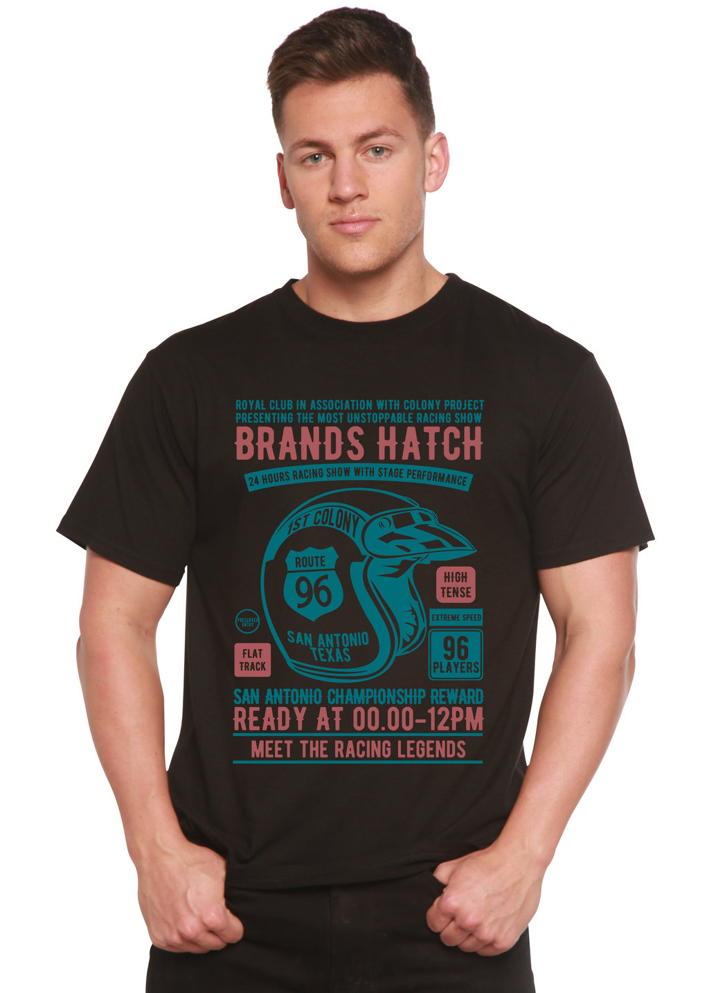 T-shirt graphique à manches courtes pour homme Brands Hatch en viscose de bambou/coton biologique