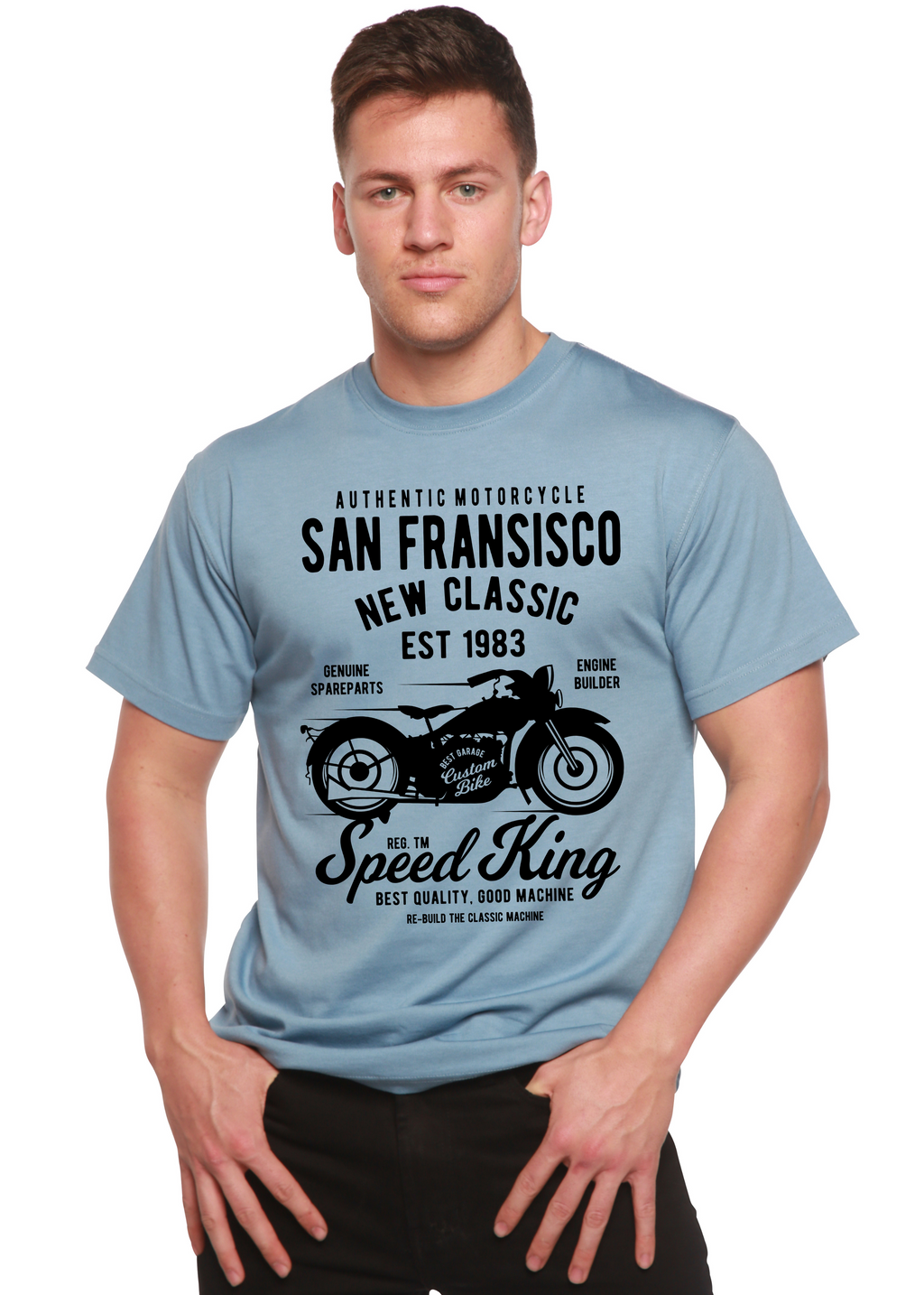T-shirt à manches courtes San Francisco Spun Bamboo® en viscose de bambou/coton biologique pour homme avec motif graphique